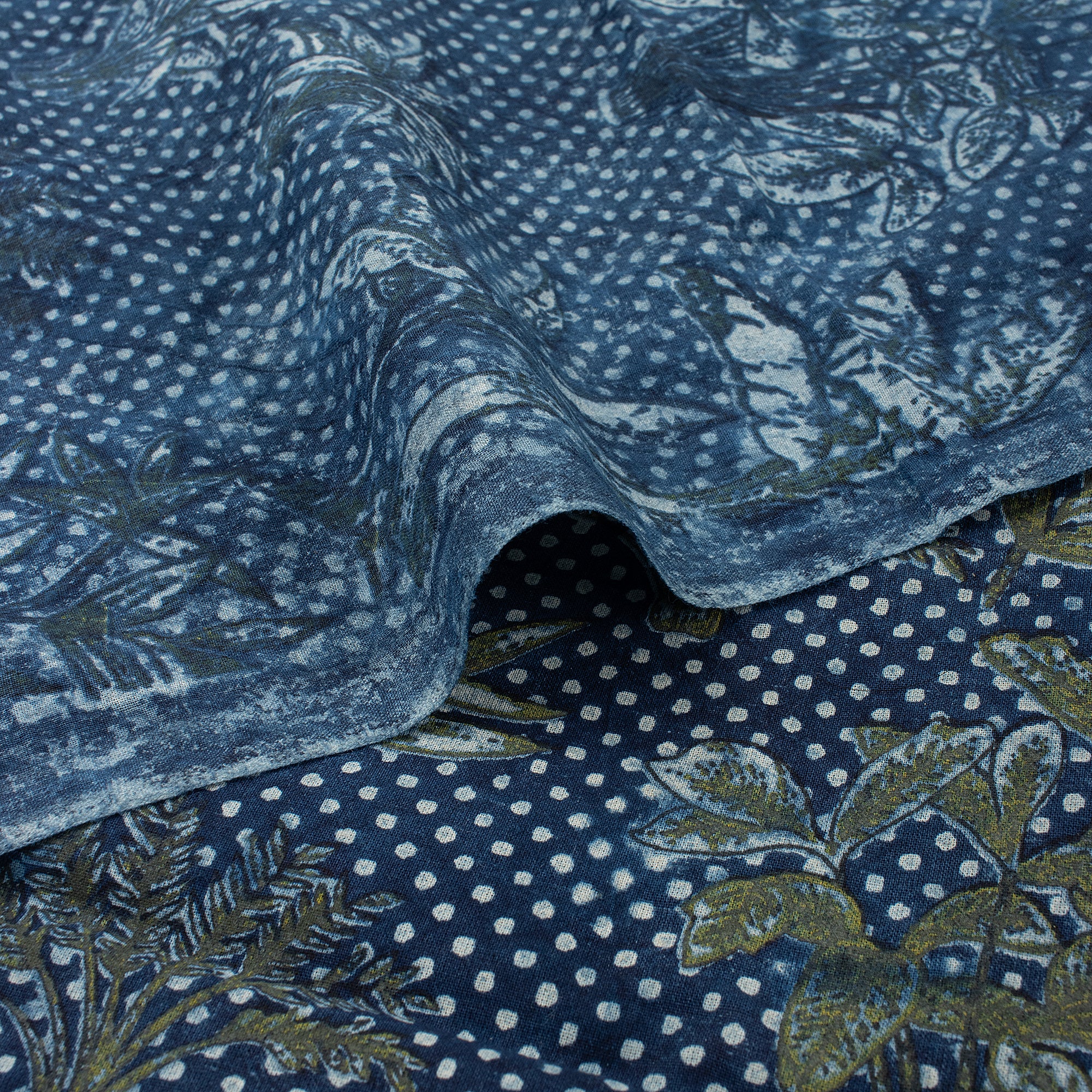 Indigo Blue Floral 100% Cotton Fabric - Image 4