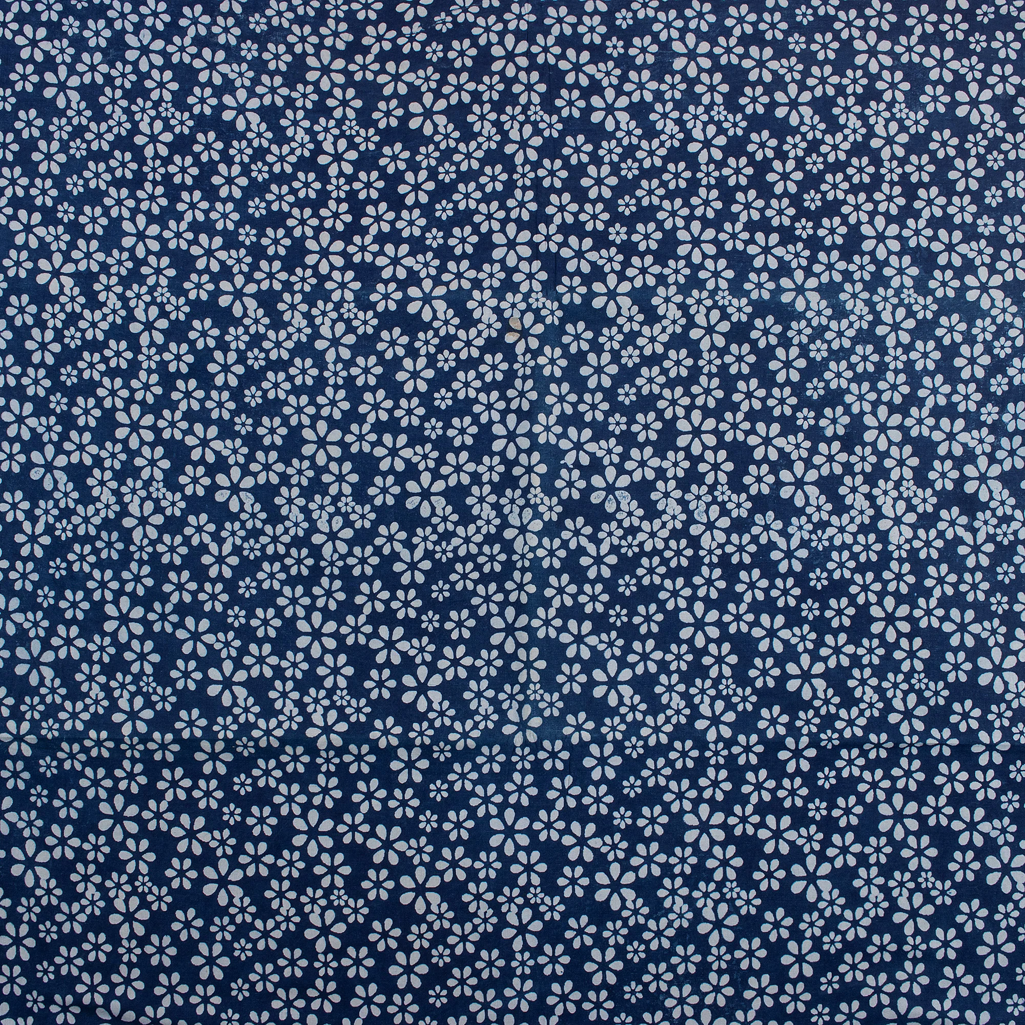 Indigo Blue Floral Hand Block Printed Fabric by Yard - Image 4