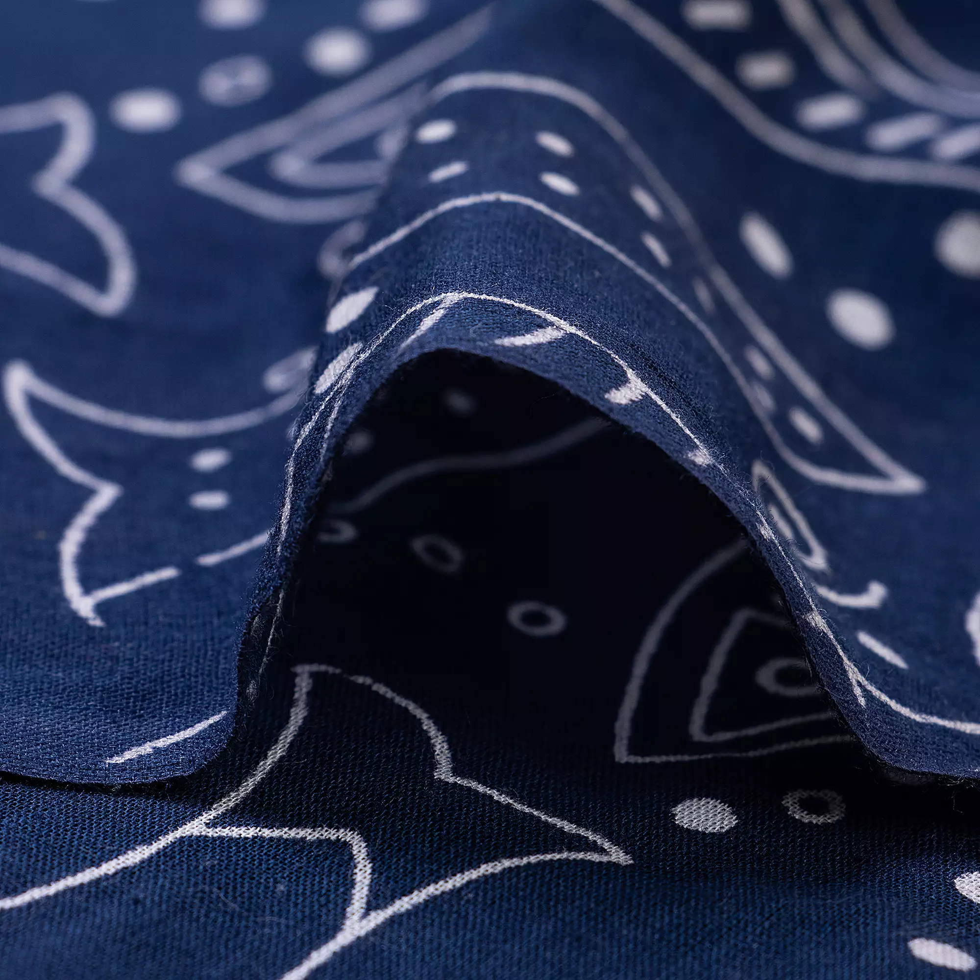 Indigo Blue Hand Block Fish Printed Discharge Fabric - Image 2