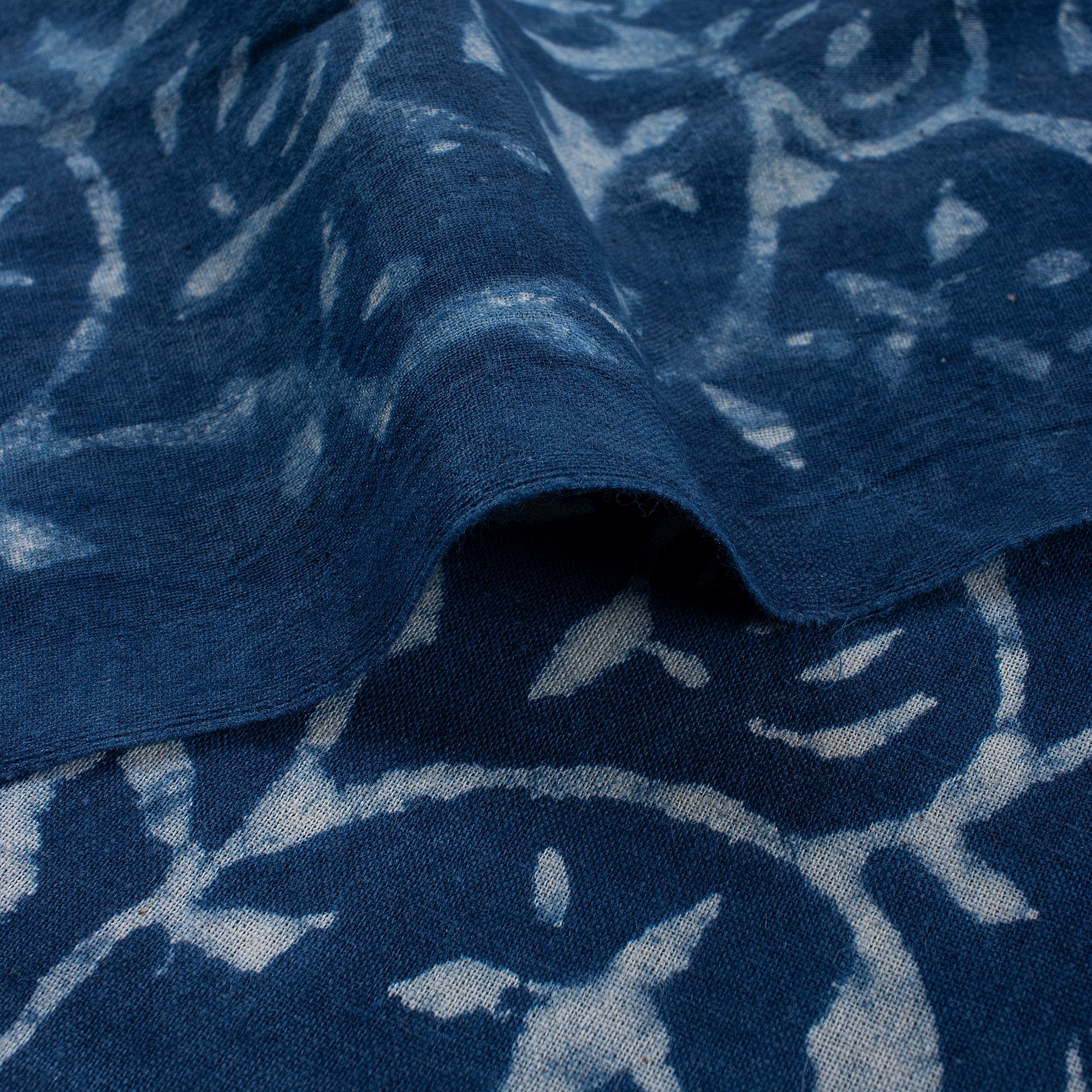 Indigo Blue Hand Block Printed Indian Cotton Fabric - Image 3