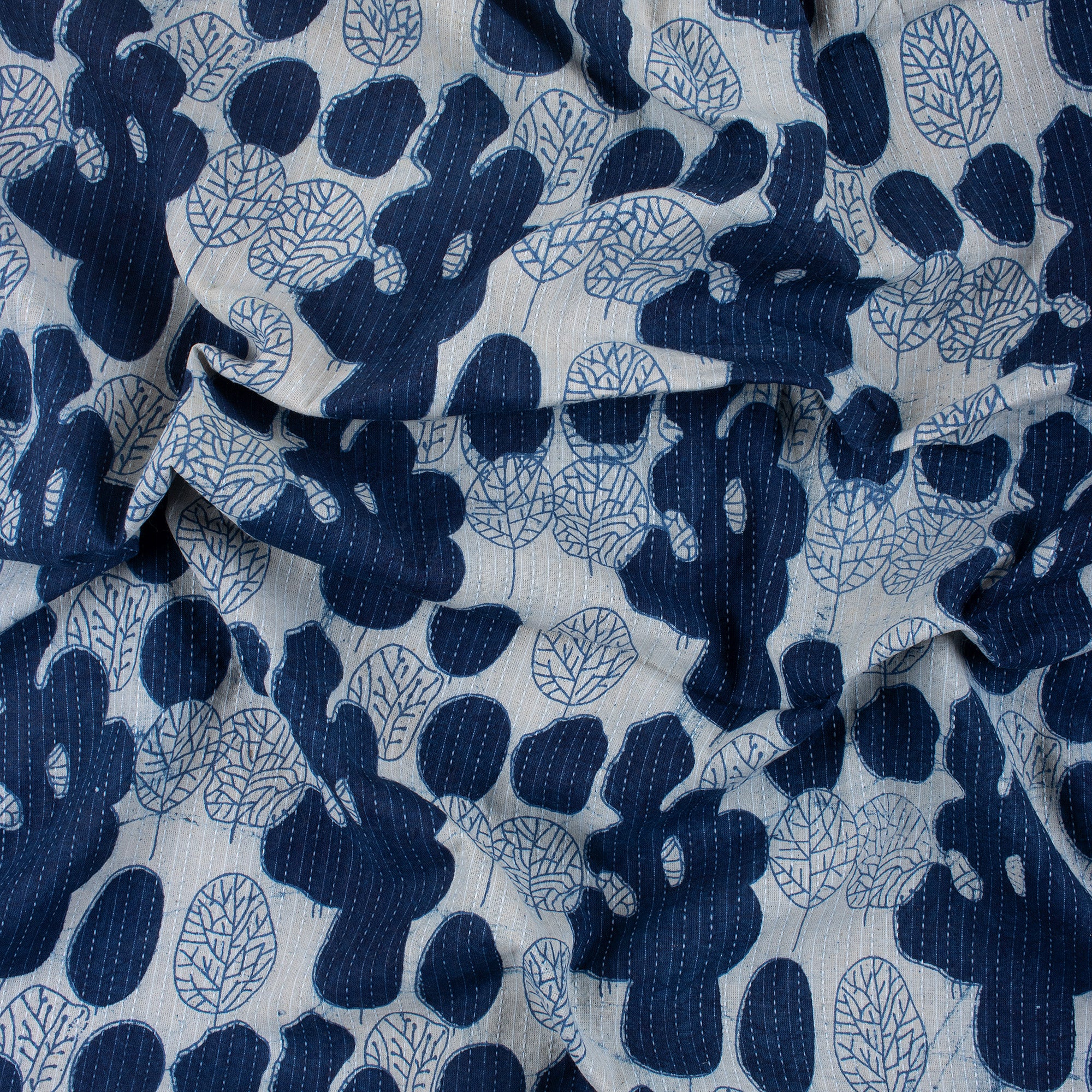Stunning Hand Block Printed Cotton Kimono Kantha Fabric Cloth - Image 3