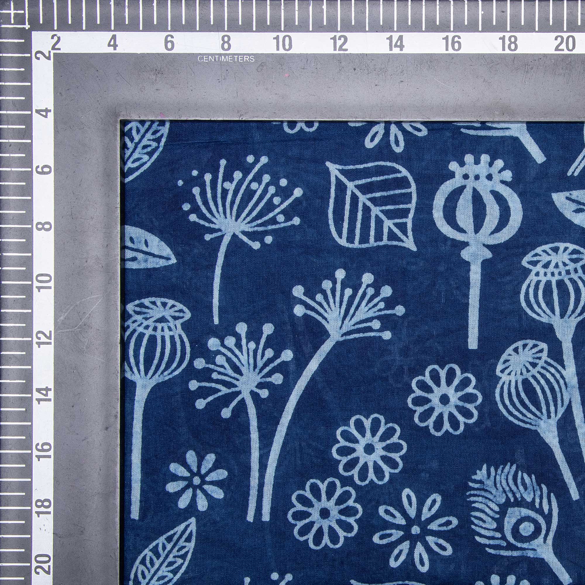 Indigo Blue Handcrafted Pure Cotton Floral Fabrics for Kaftan