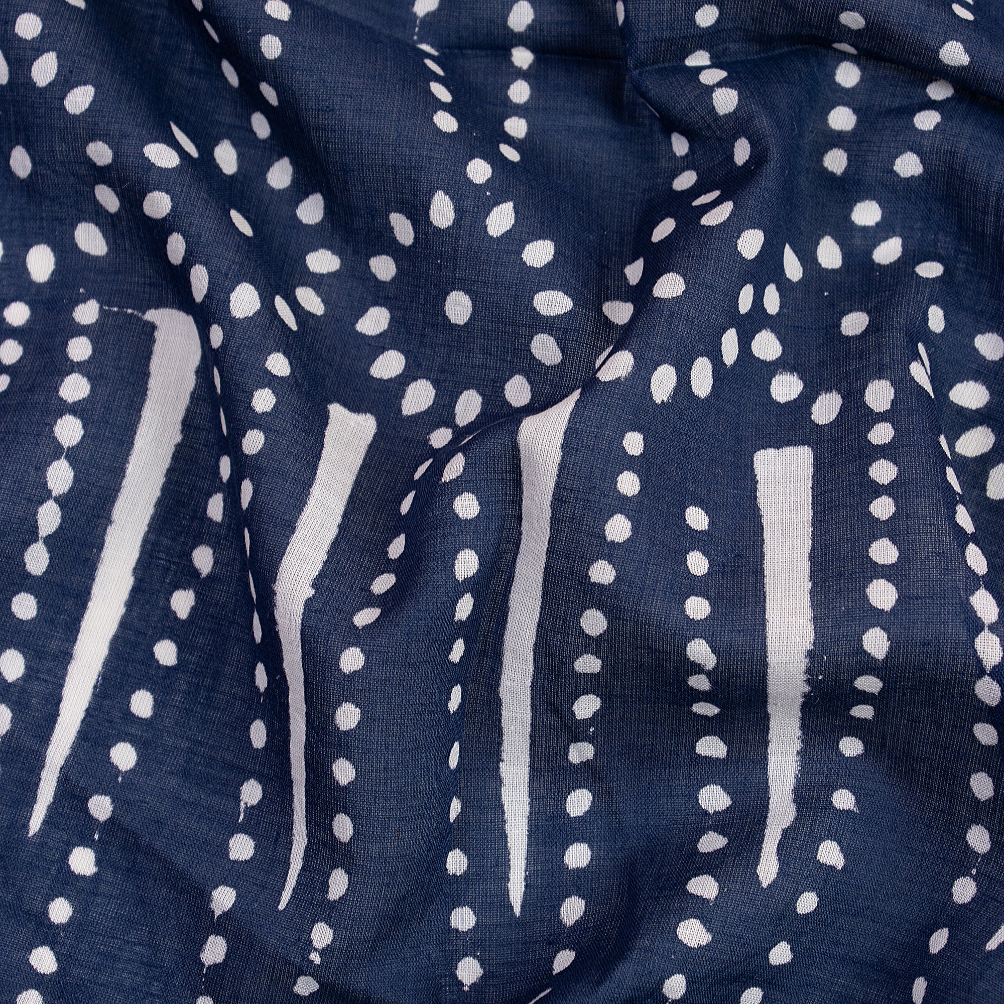 Indigo Blue Organic Cotton Hand Block Print Fabric - Image 2