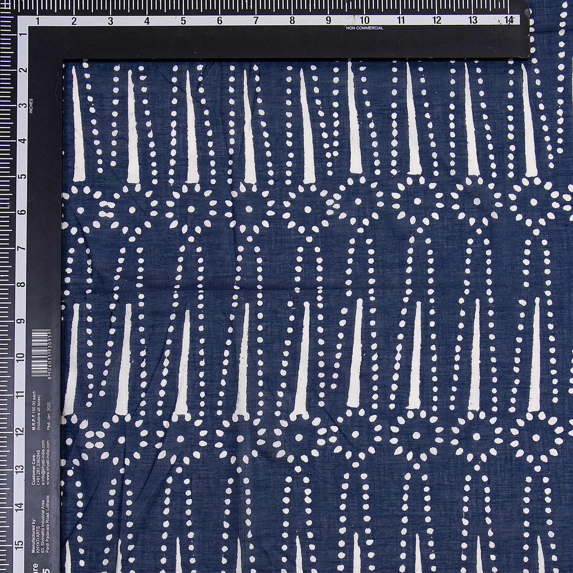 Indigo Blue Organic Cotton Hand Block Print Fabric - Image 3