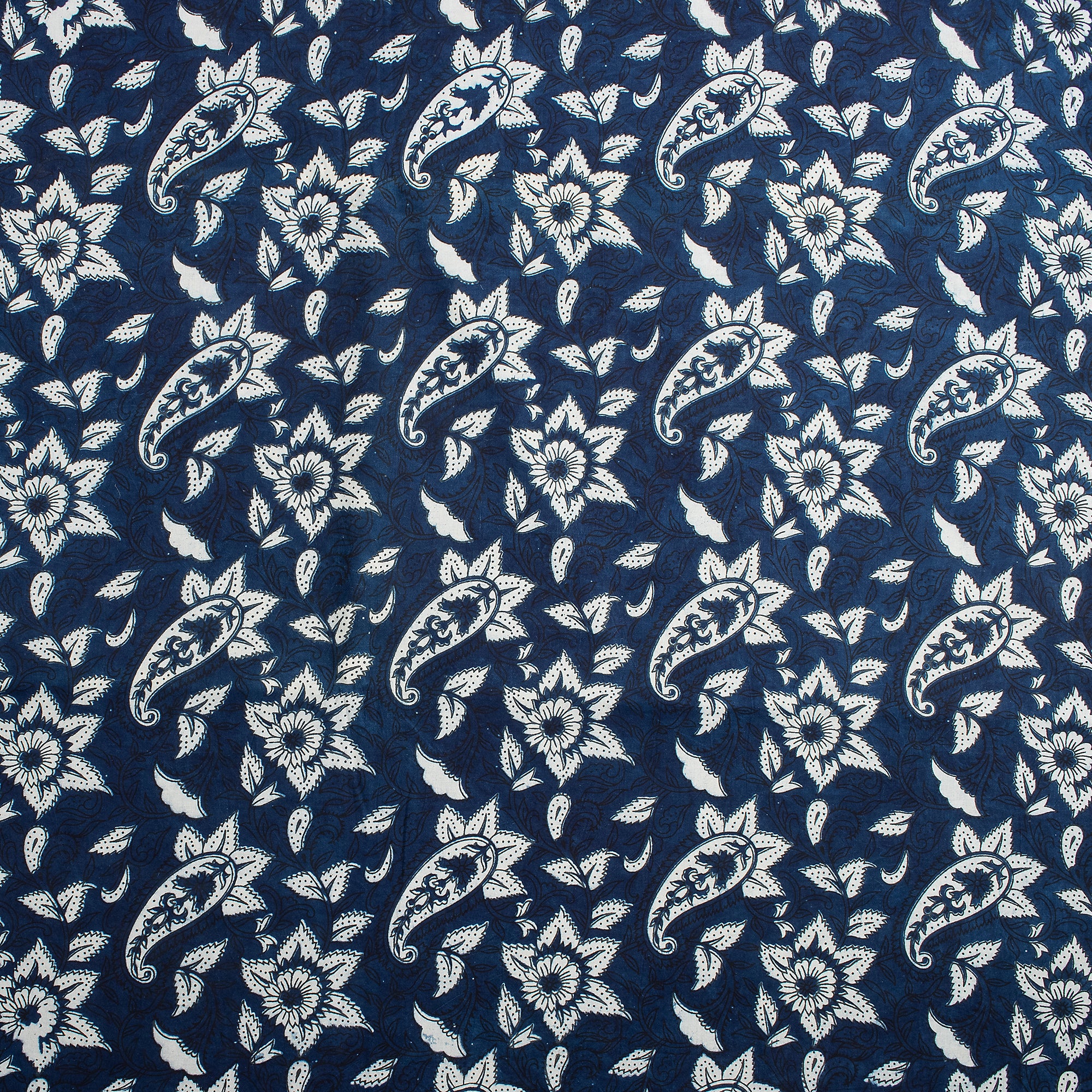 Indigo Blue Paisley Cotton Women's Clothing Fabric - Image 2