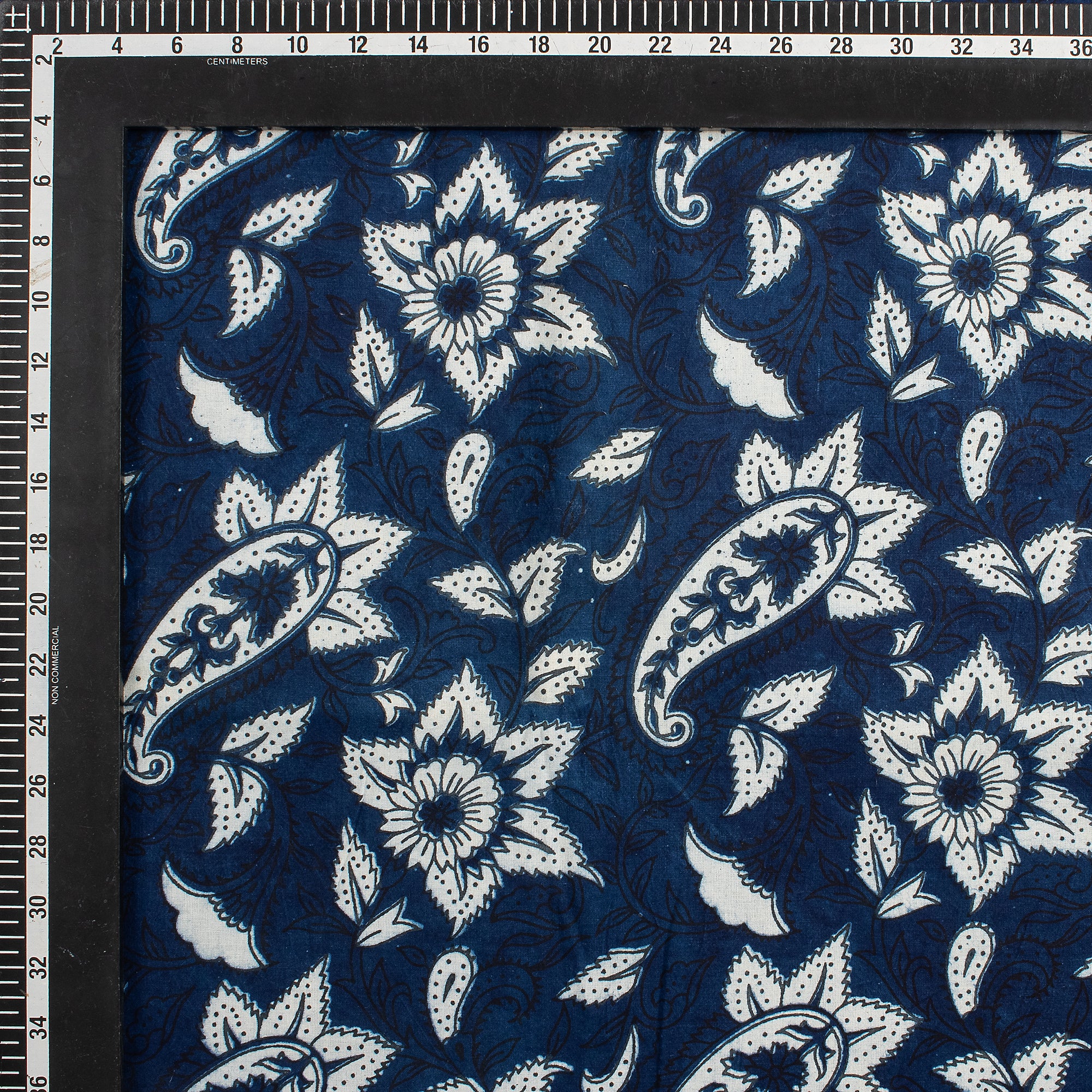 Indigo Blue Paisley Cotton Women's Clothing Fabric - Image 4