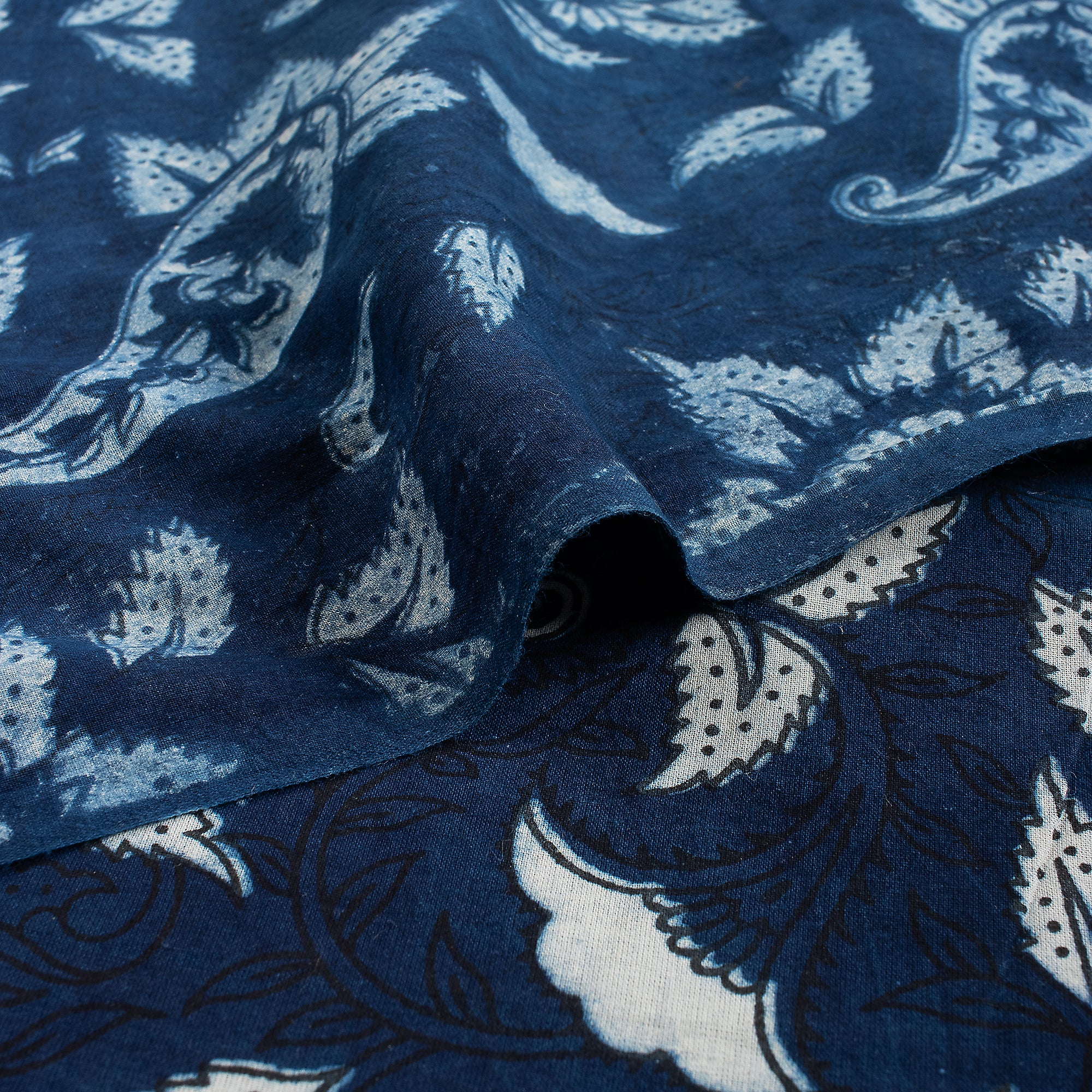 Indigo Blue Paisley Cotton Women's Clothing Fabric - Image 5