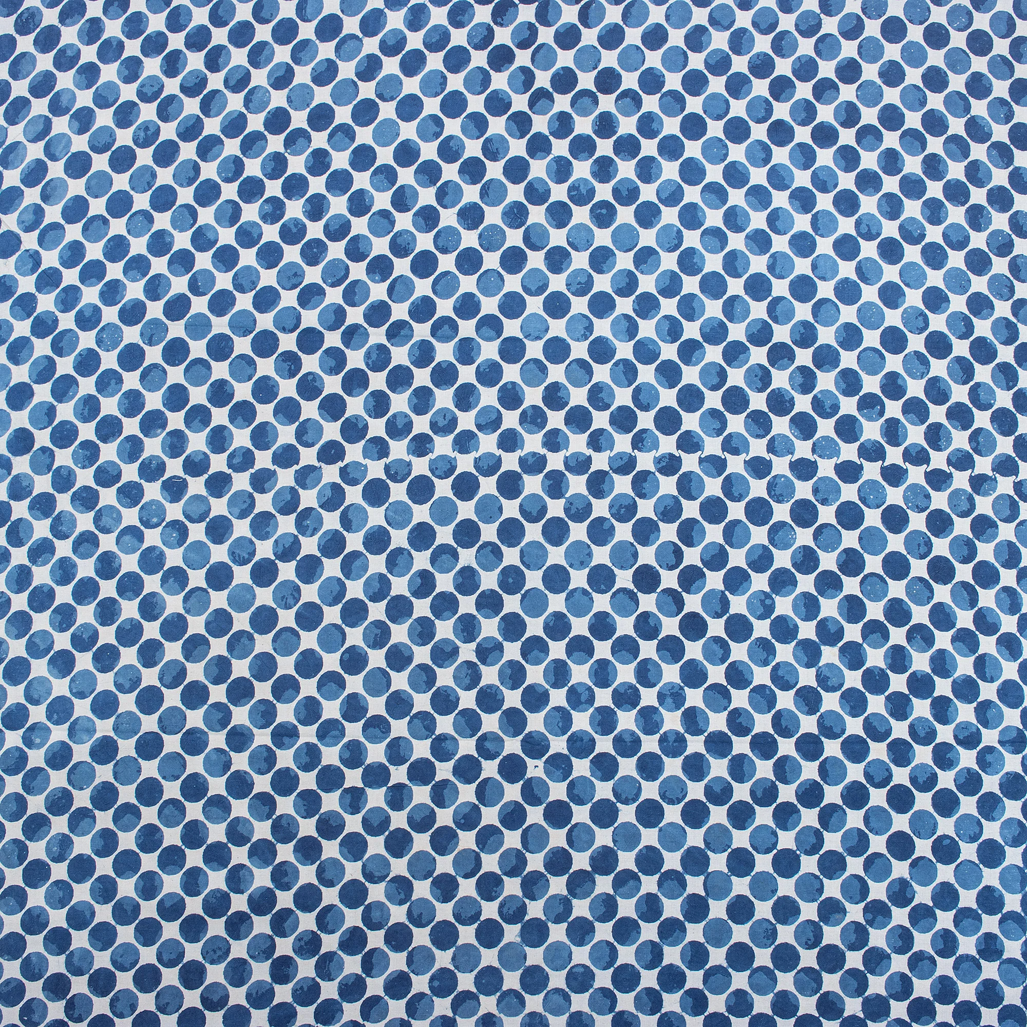 Indigo Blue Polka Dots Hand Block Cotton Fabric by Yard - Image 4