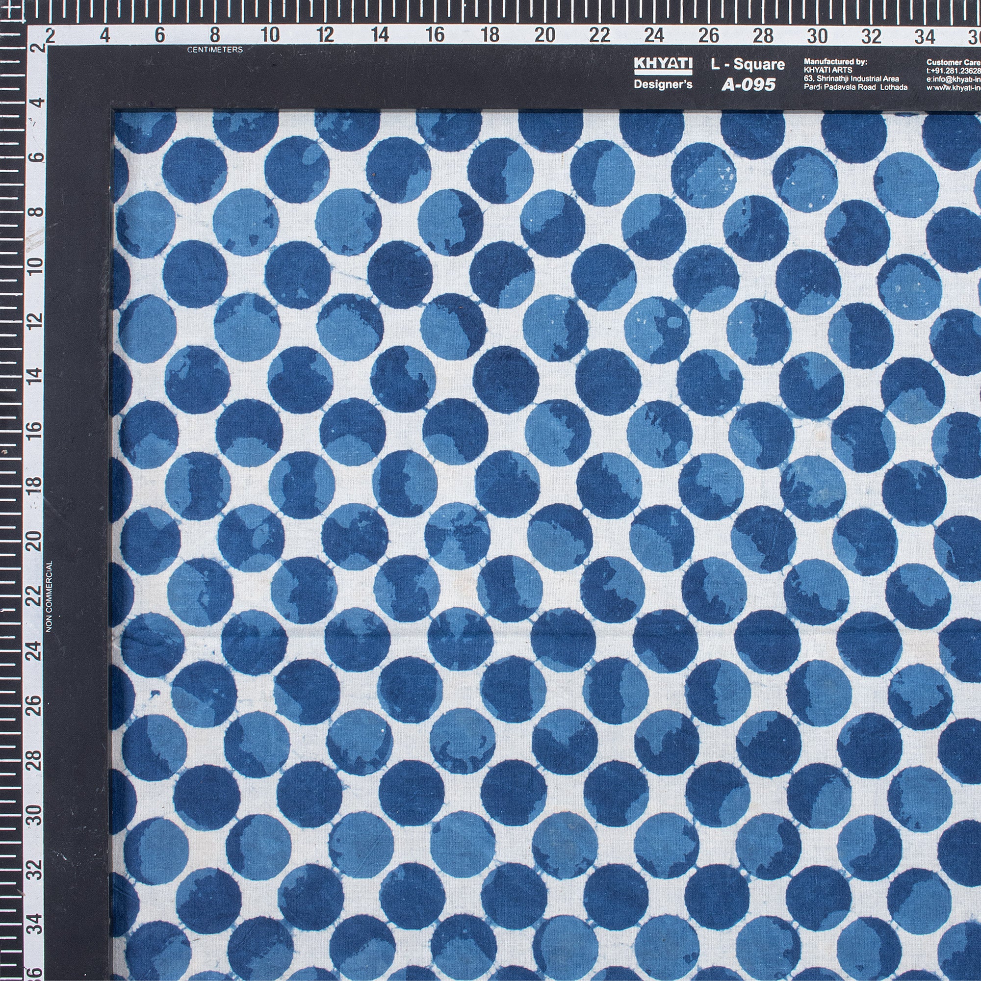Indigo Blue Polka Dots Hand Block Cotton Fabric by Yard - Image 5