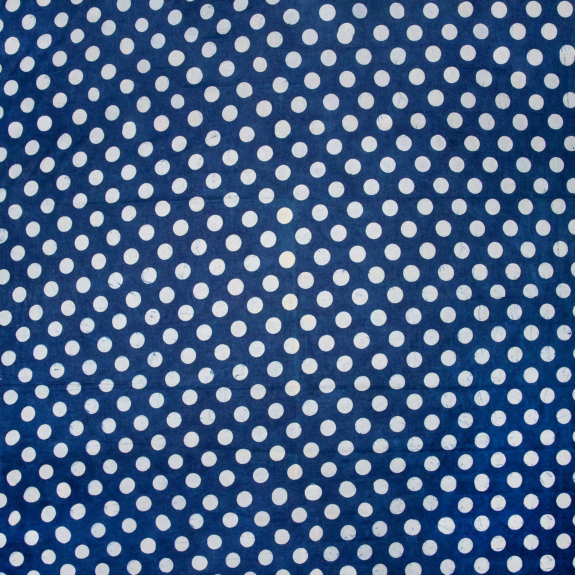 Indigo Blue Polka Dots Hand Block Printed Discharge Fabric - Image 5