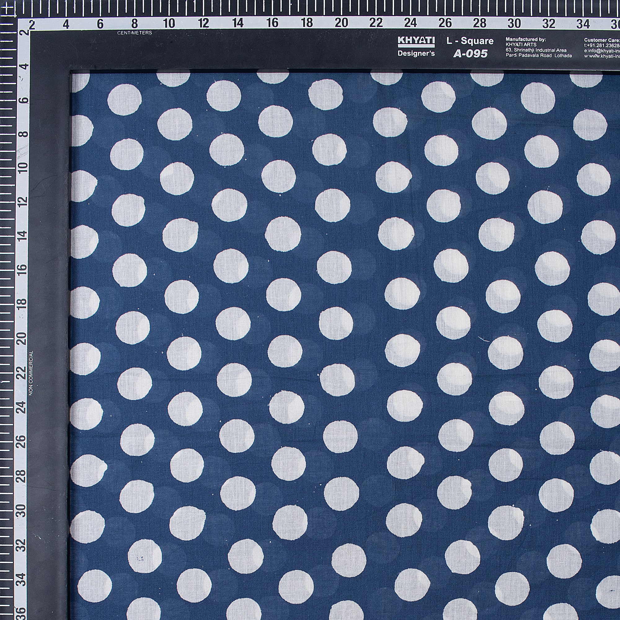Indigo Blue Polkas Dot Hand Block Print Cotton Fabric - Image 3