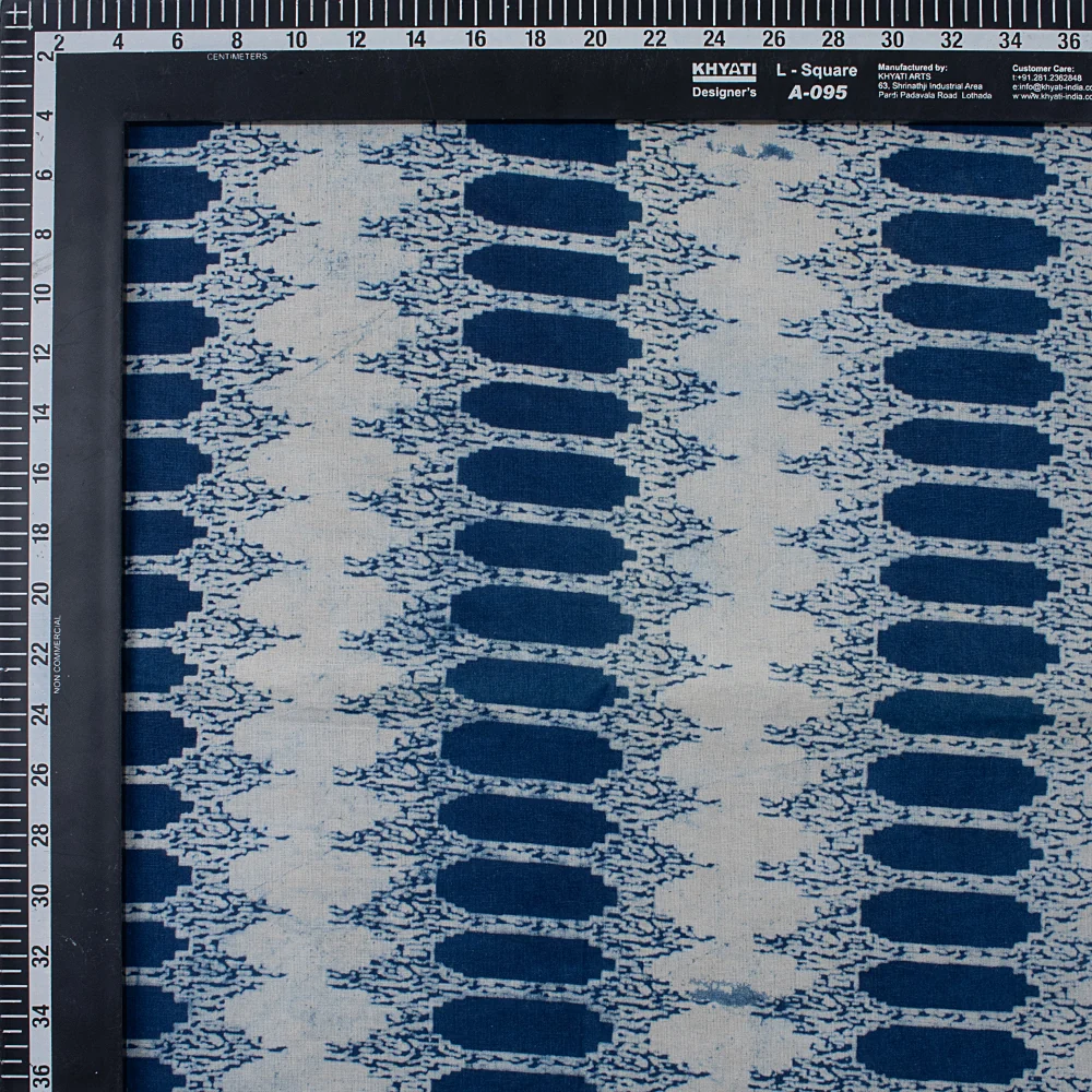 Stylish Handcrafted Indigo Blue Indian Pure Cotton Fabric for Dress Material