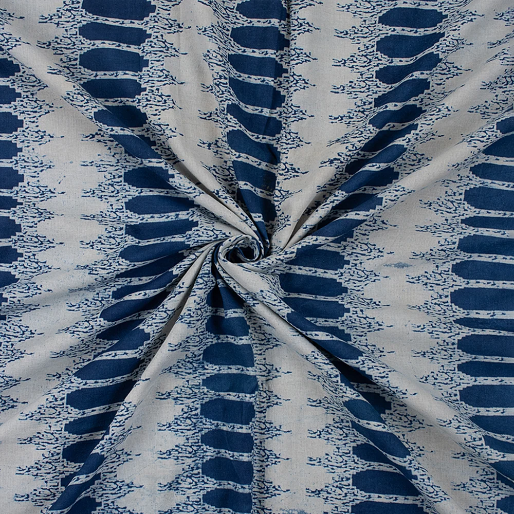 Stylish Handcrafted Indigo Blue Indian Pure Cotton Fabric for Dress Material - Image 3
