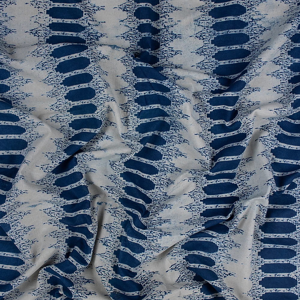 Stylish Handcrafted Indigo Blue Indian Pure Cotton Fabric for Dress Material - Image 4