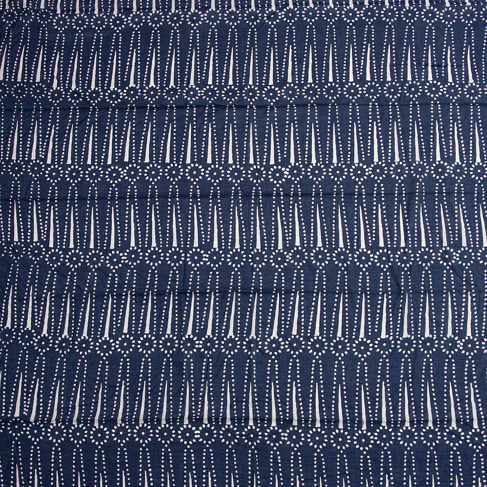 Indigo Blue Printed Pure Cotton Discharge Fabric - Image 4