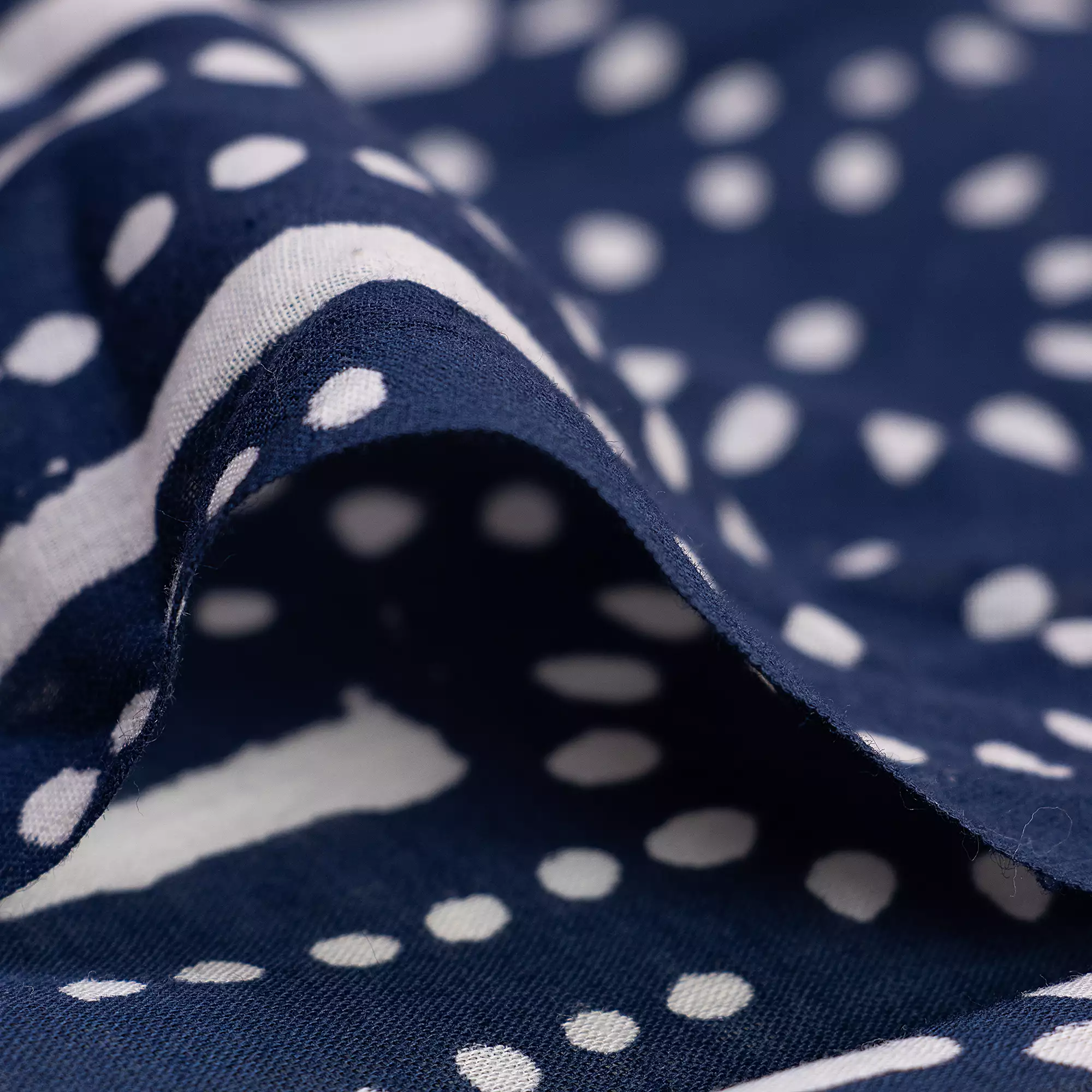 Indigo Blue Printed Pure Cotton Discharge Fabric - Image 5