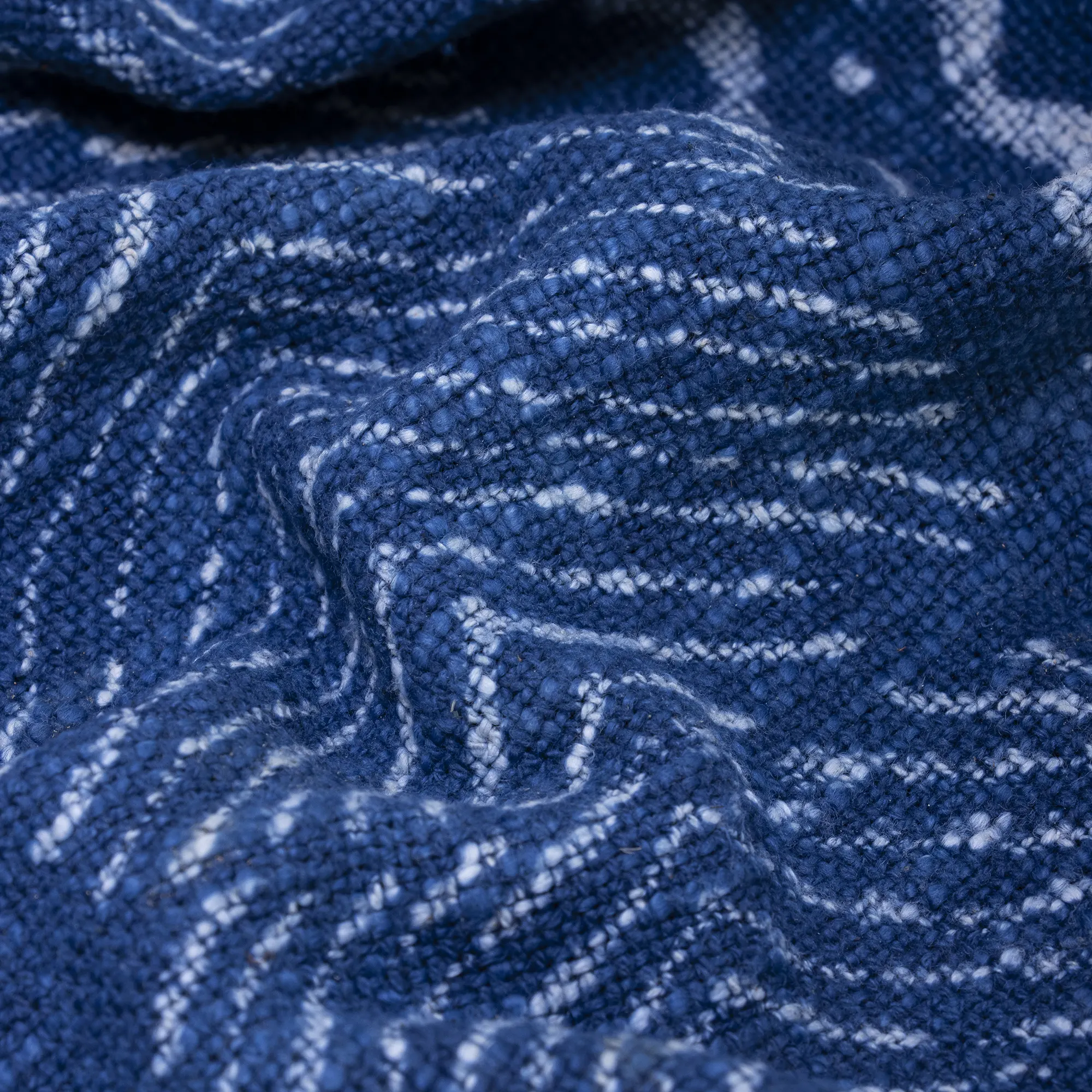 Indian Indigo Hand Block Printed Cotton Throw Blanket - Image 3