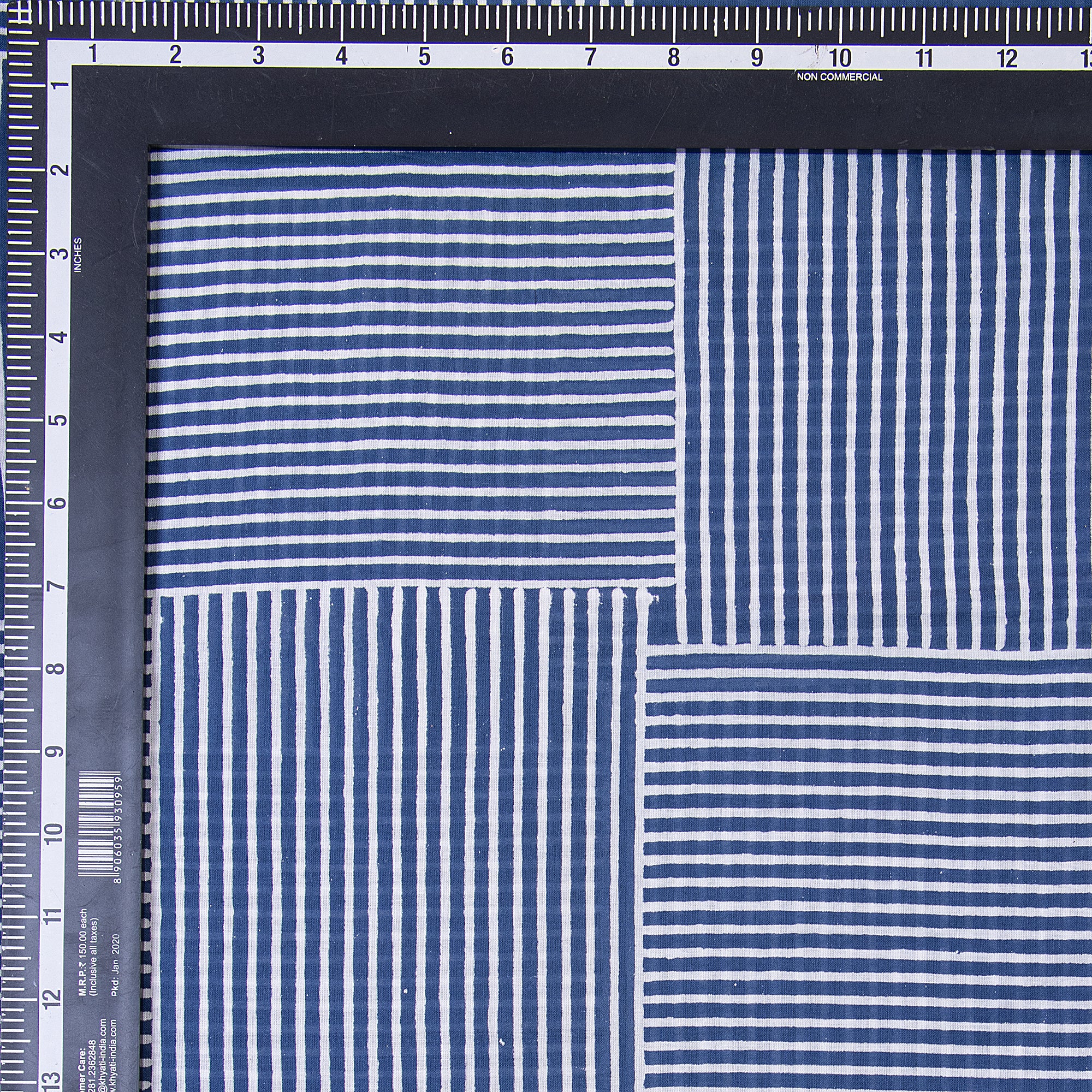 Indigo Blue Striped Handcrafted Multi Used Cotton Fabric