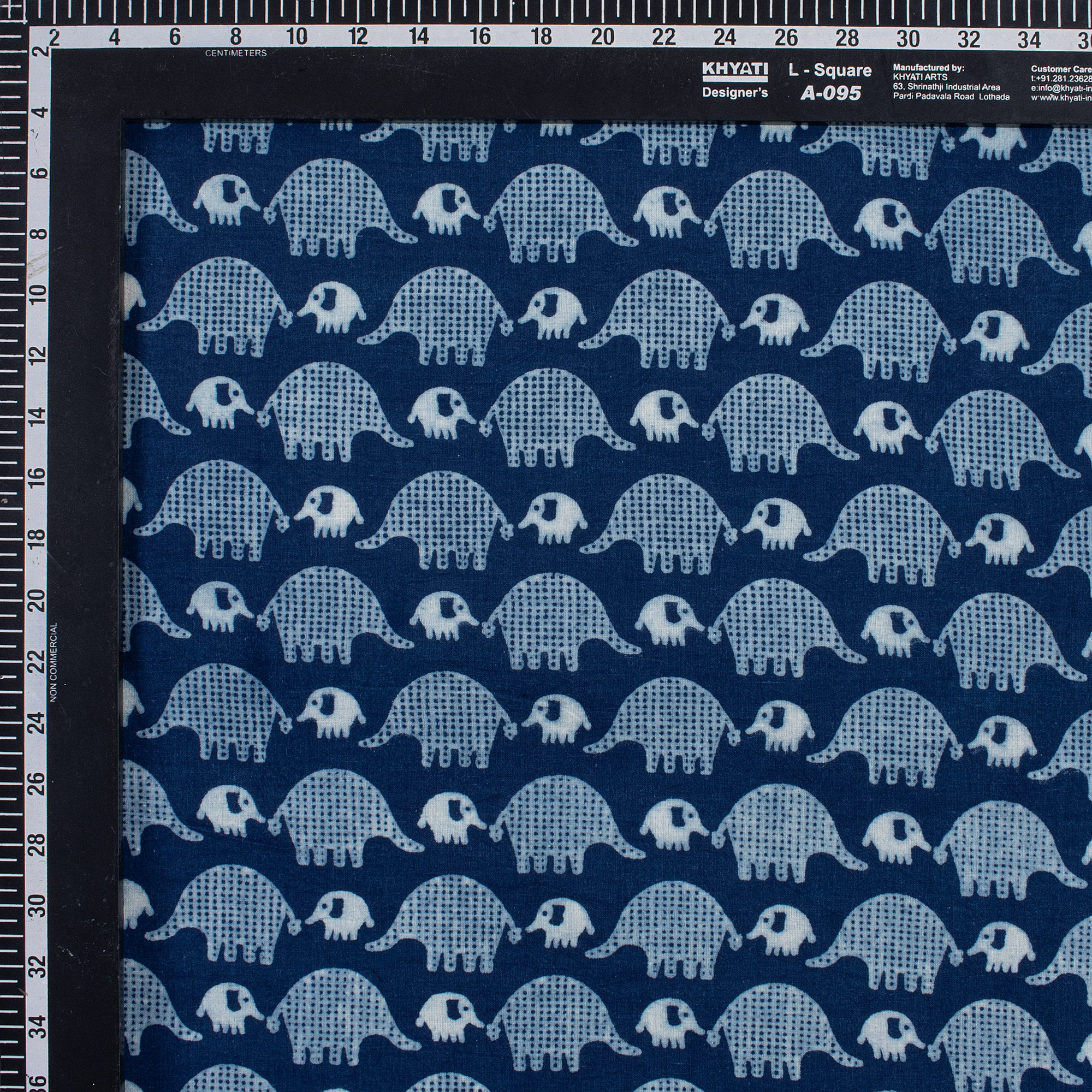 Indigo Blue Indian Hand Blocked Animal Print Cotton Dabu Fabric - Image 3