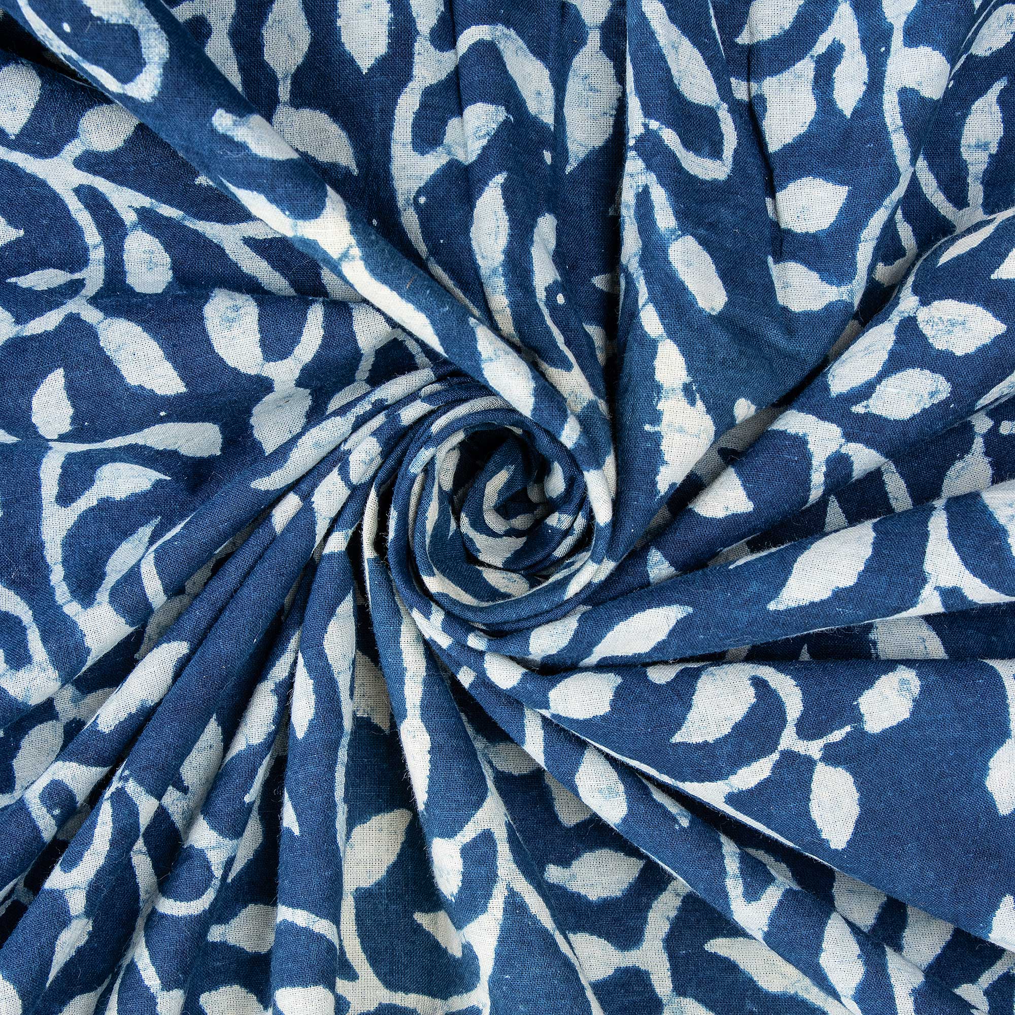 Traditional Hand Block Printed Floral Cotton Mud Resist Fabric - Image 6