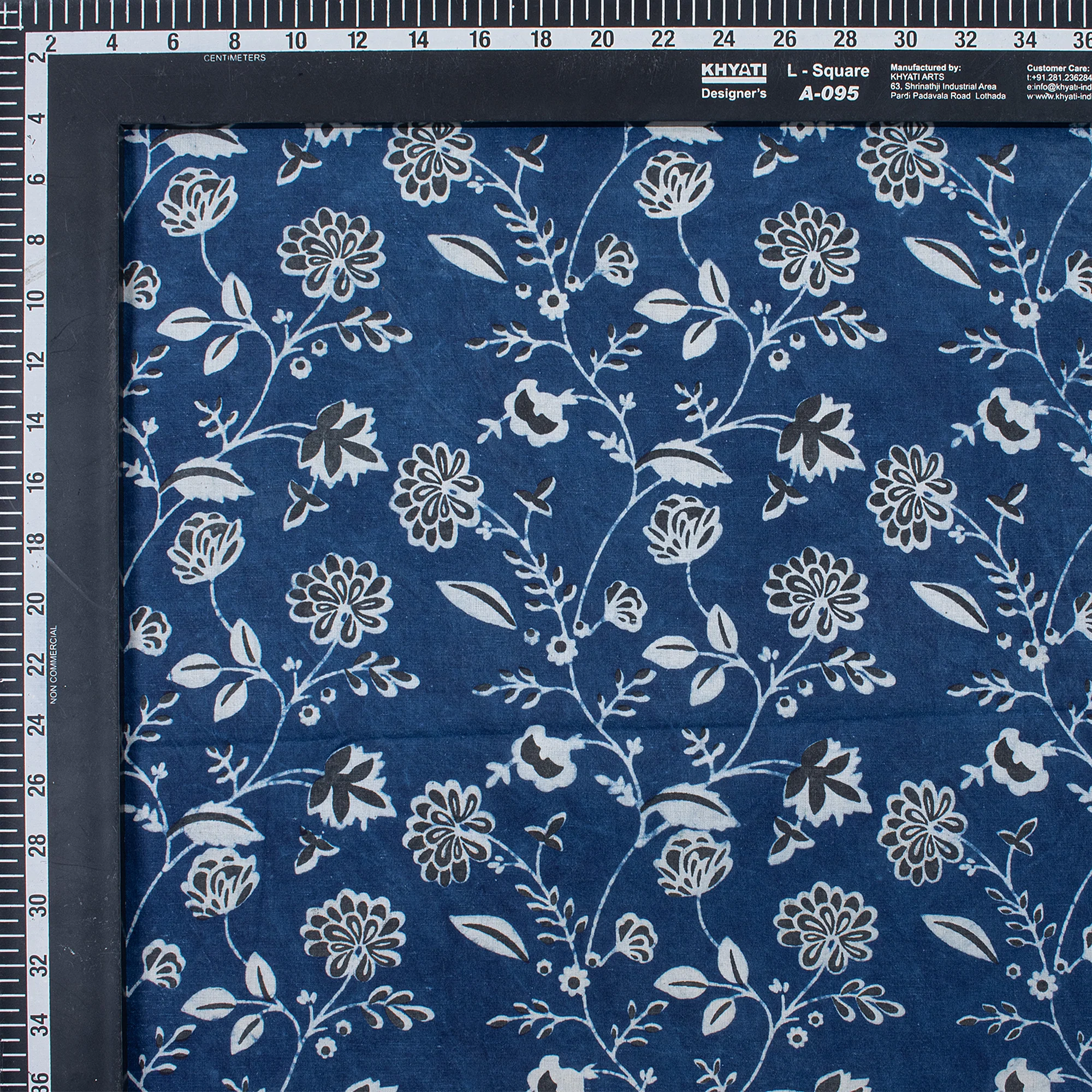 Indian Block Printed Floral Indigo Blue Multipurpose Cotton fabric - Image 5