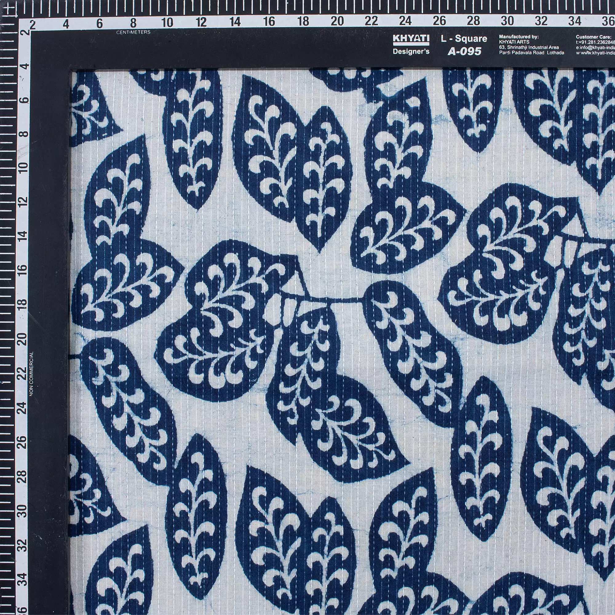 Indigo Hand Block Printed Cotton Kantha Fabric by the Yard - Image 3