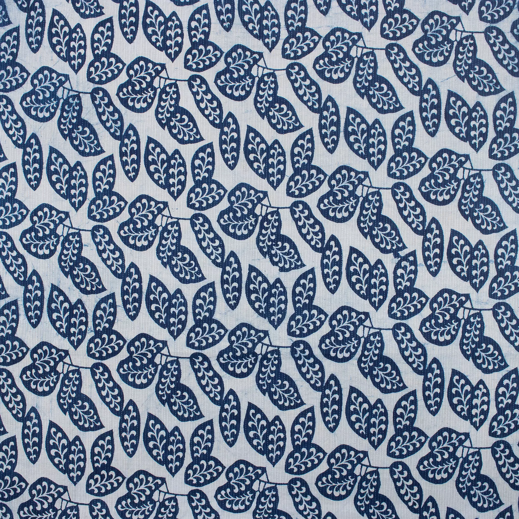 Indigo Hand Block Printed Cotton Kantha Fabric by the Yard - Image 5