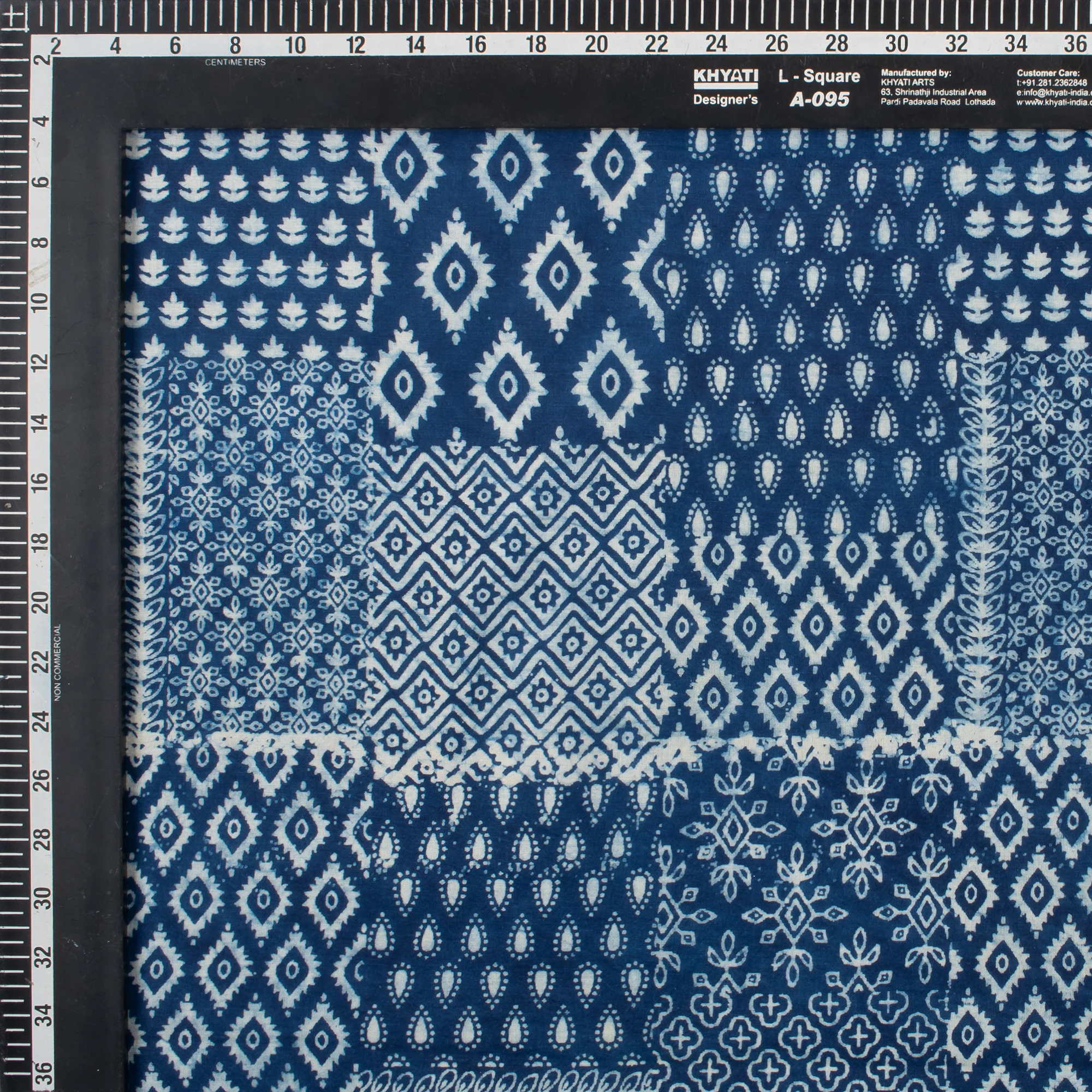 Patchwork Indian Indigo Blue Hand Block Printed Cotton Fabric - Image 5