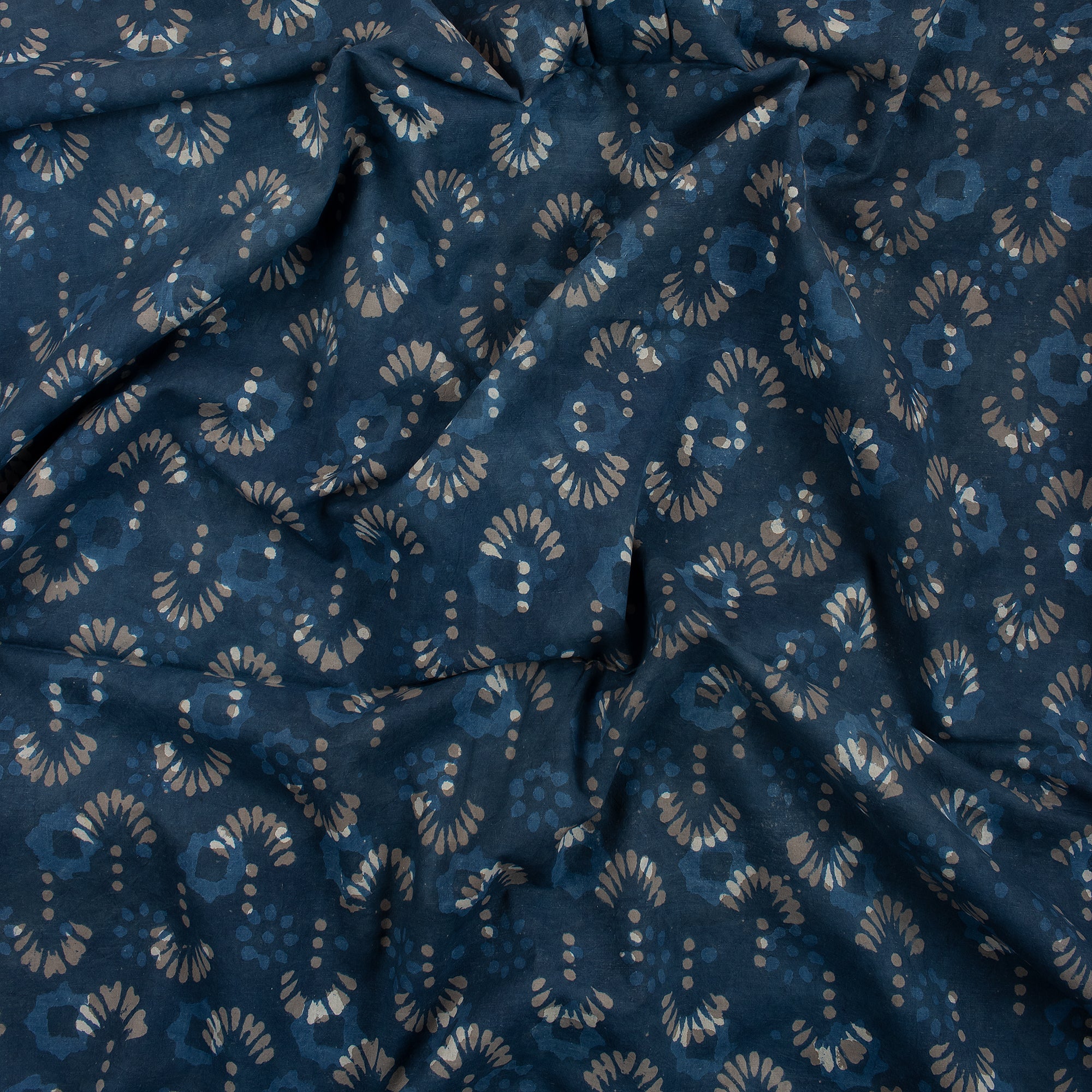 Light weighted Indigo Blue Handcrafted Women's Clothing Fabric - Image 4