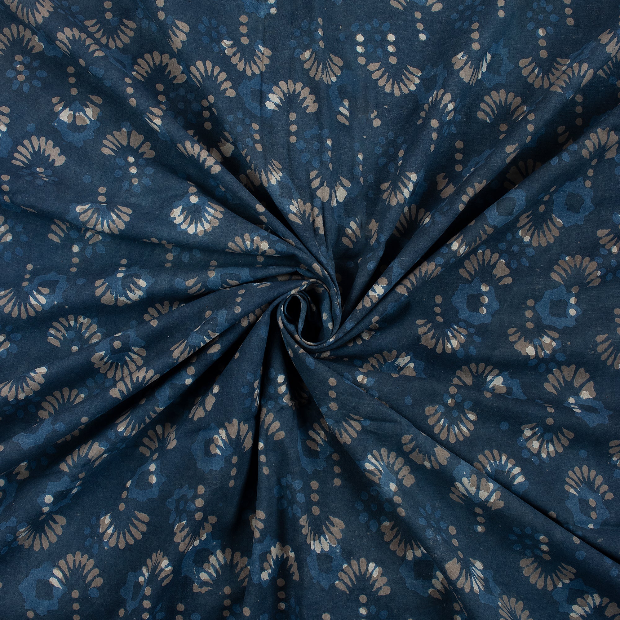 Light weighted Indigo Blue Handcrafted Women's Clothing Fabric - Image 5