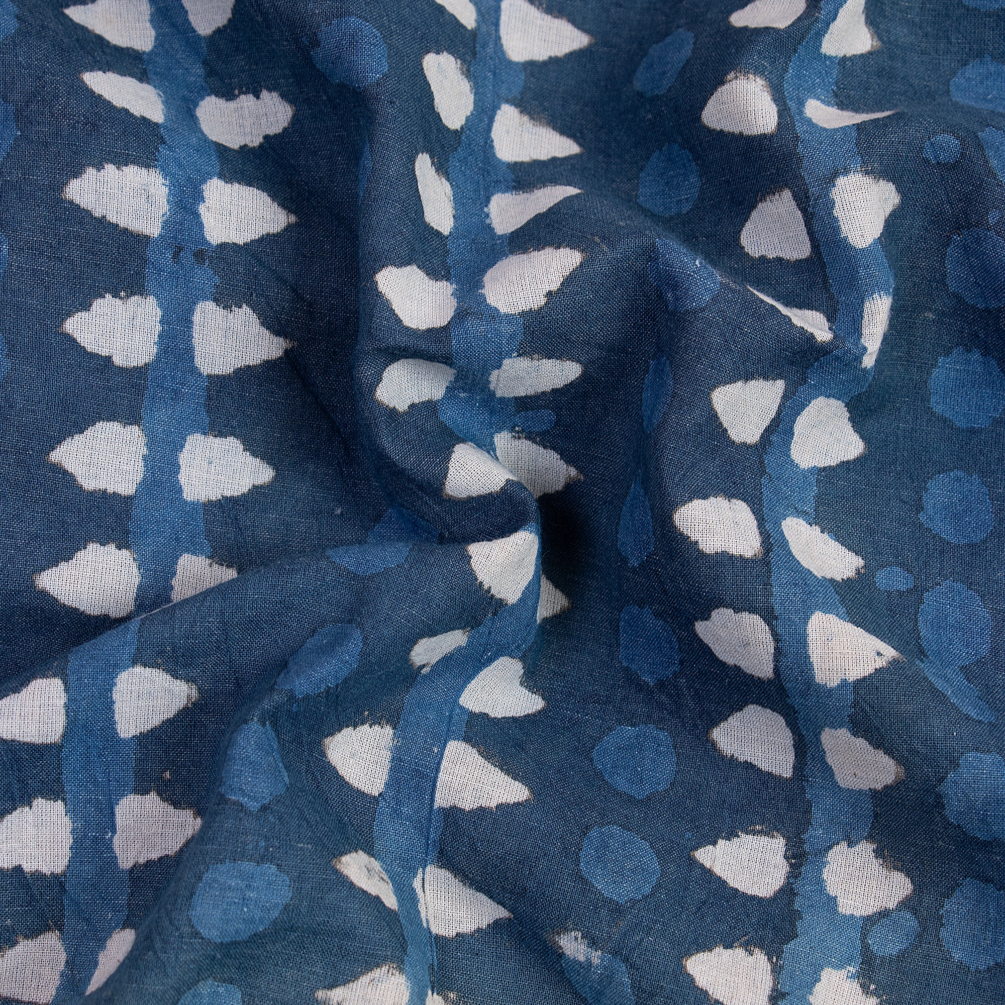 Indigo Blue Indian Striped Block Print Mud Block Cotton Fabric - Image 2