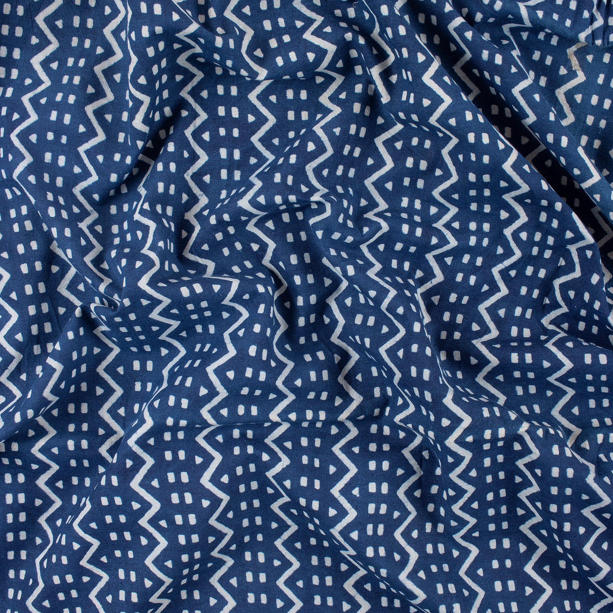 Hand Block Indigo Blue Hand Dyed Fabric - Image 3