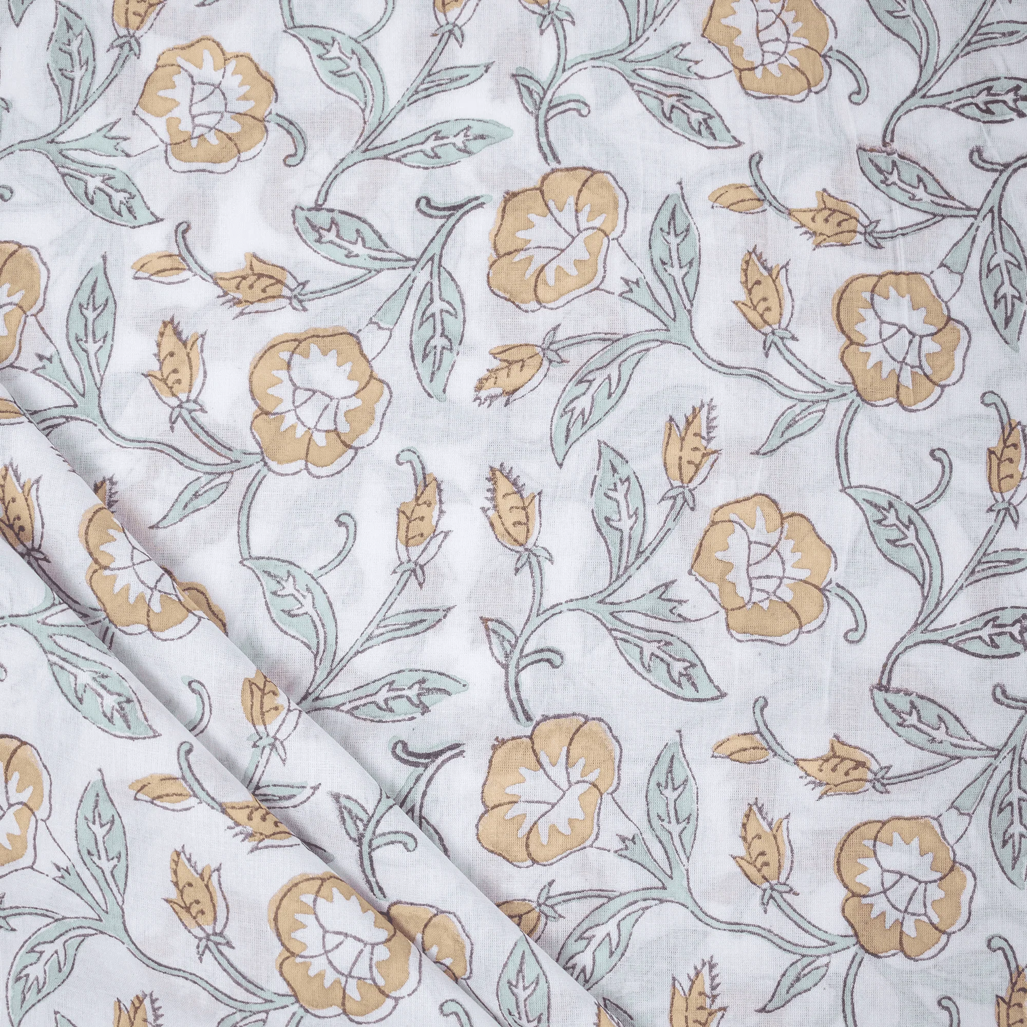 Jaipuri Hand Block Print Pure Cotton Floral Fabric For Napkin