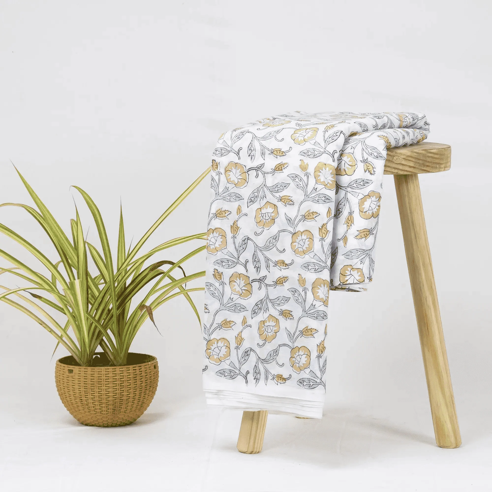 Jaipuri Hand Block Print Pure Cotton Floral Fabric For Napkin - Image 2