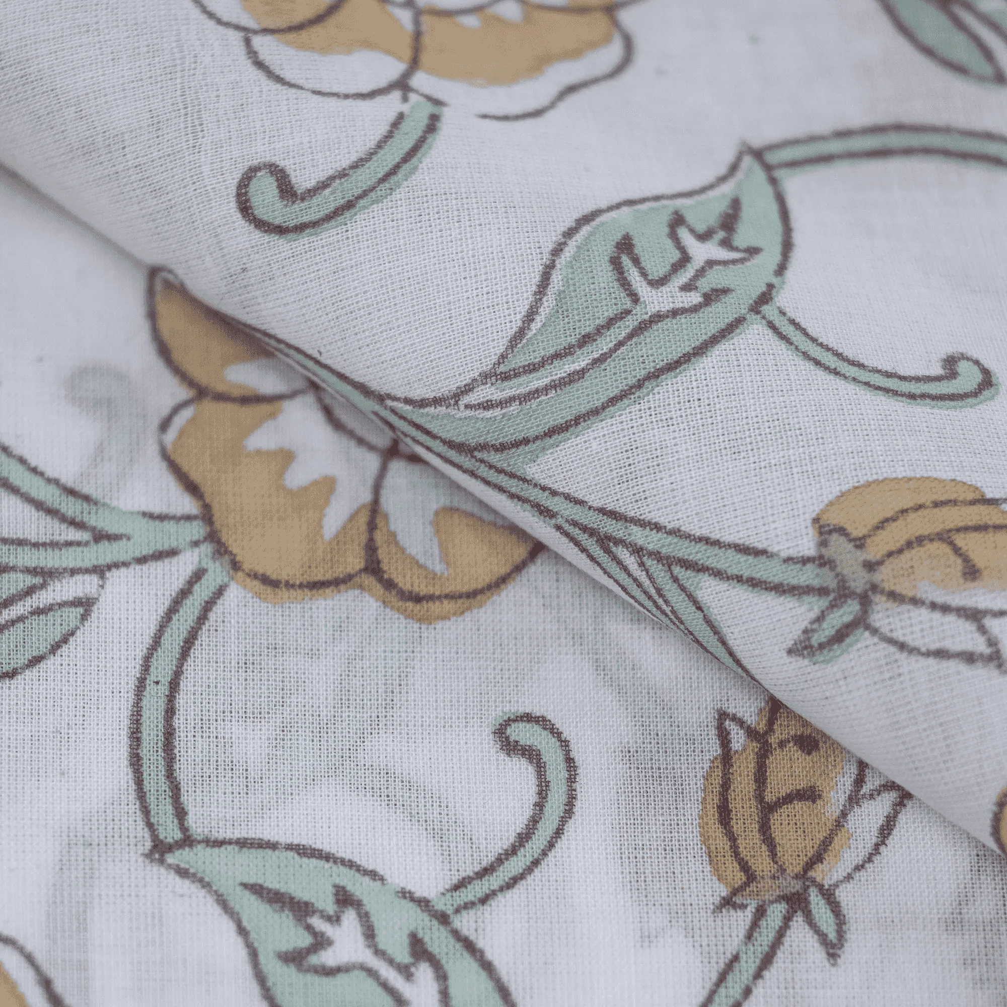 Jaipuri Hand Block Print Pure Cotton Floral Fabric For Napkin - Image 3