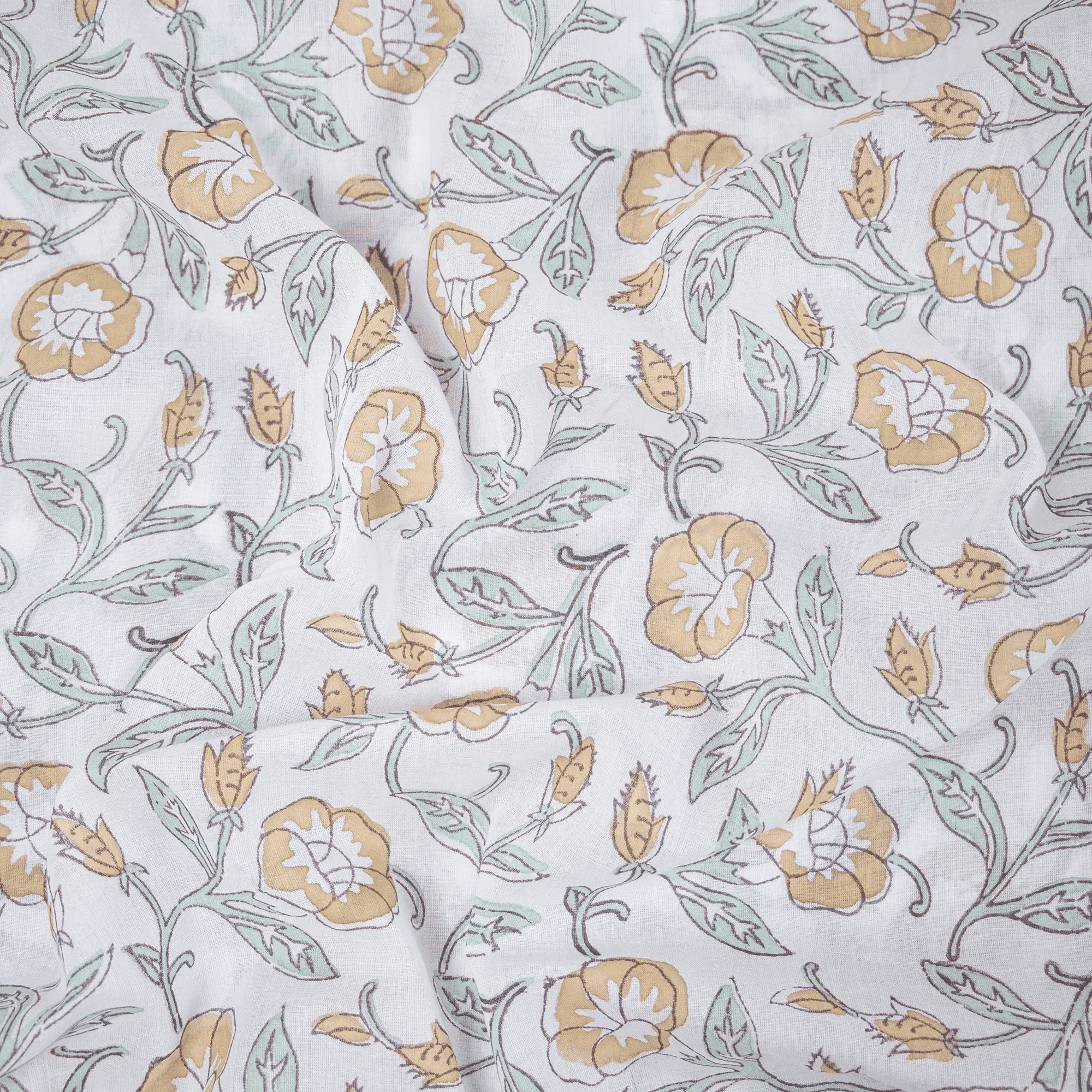 Jaipuri Hand Block Print Pure Cotton Floral Fabric For Napkin - Image 4