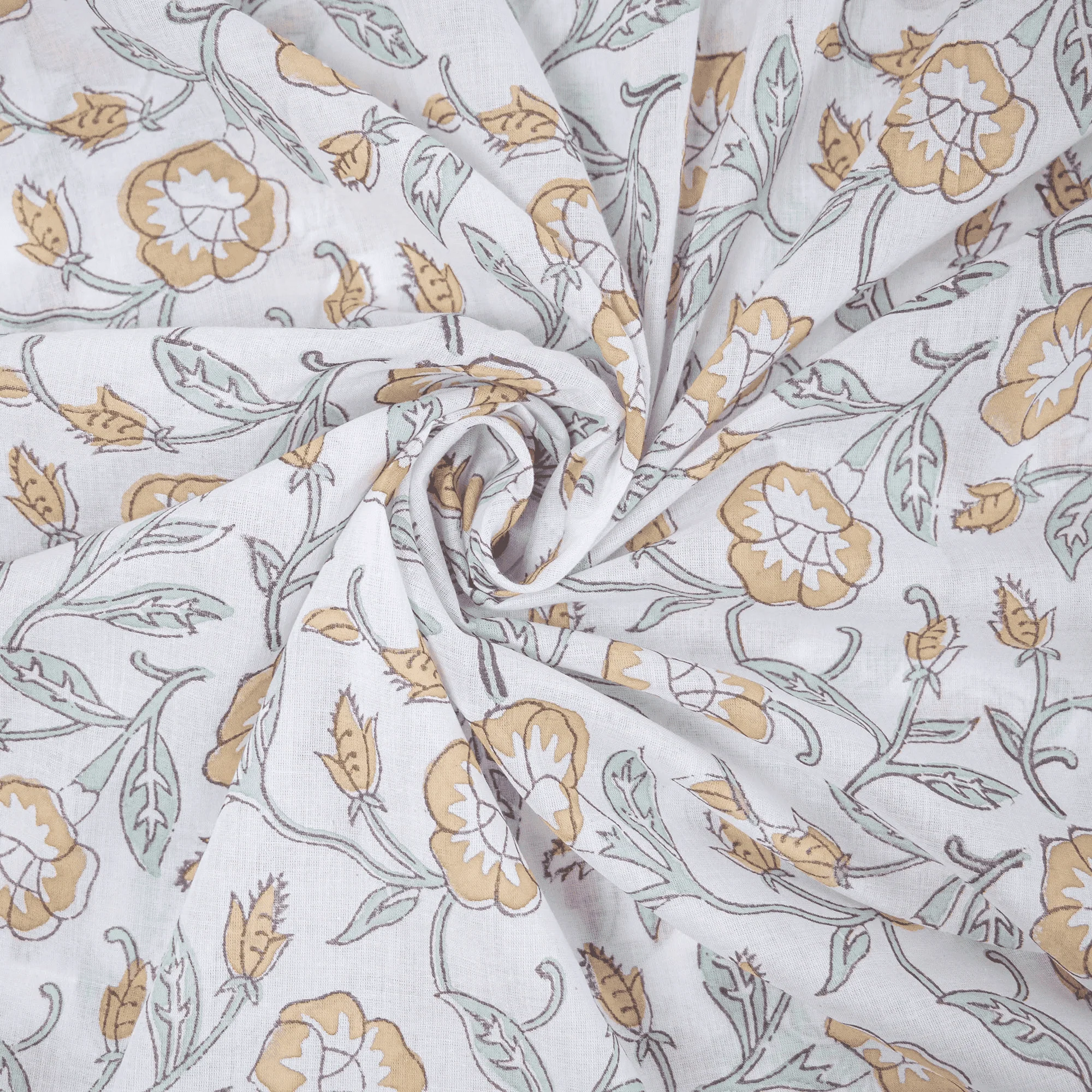 Jaipuri Hand Block Print Pure Cotton Floral Fabric For Napkin - Image 5