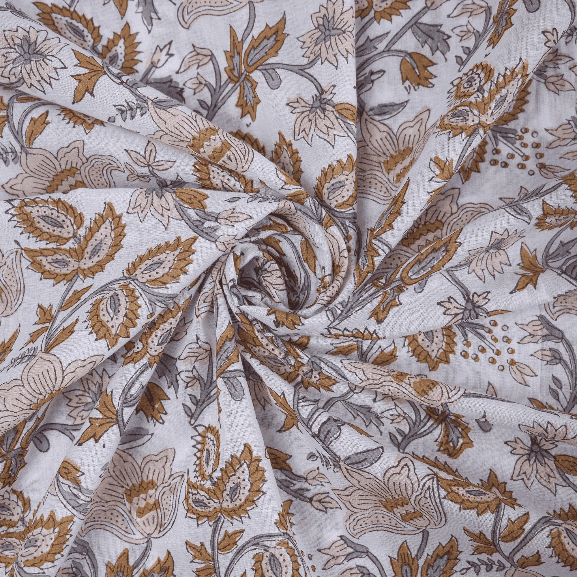 Modern Floral Indian Block Print Pure Cotton Fabric for Dress - Image 5