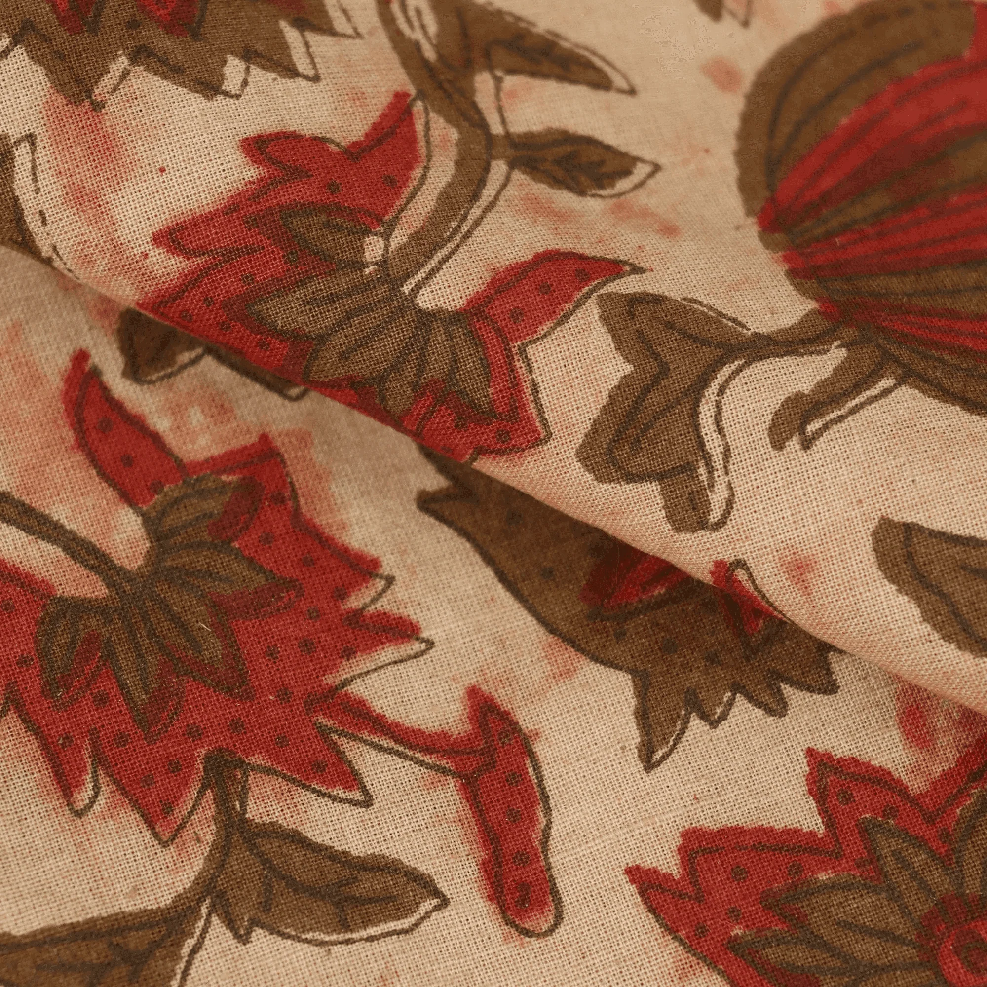 Floral Indian Hand Blocked Pure Cotton Sewing Fabric Cloth - Image 4