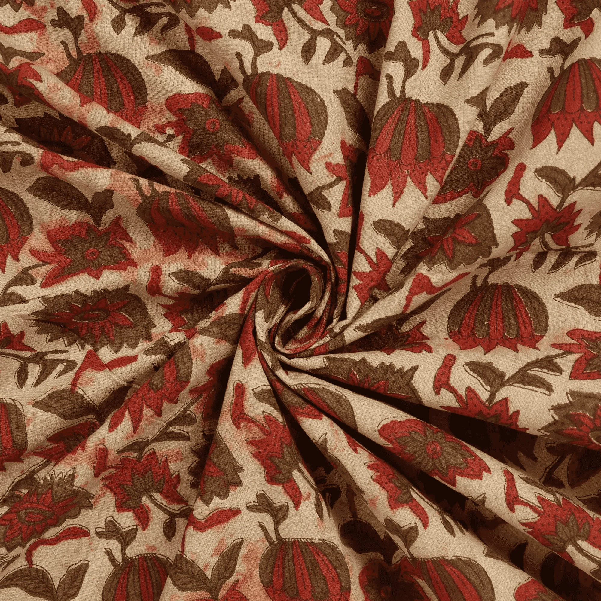 Floral Indian Hand Blocked Pure Cotton Sewing Fabric Cloth - Image 6