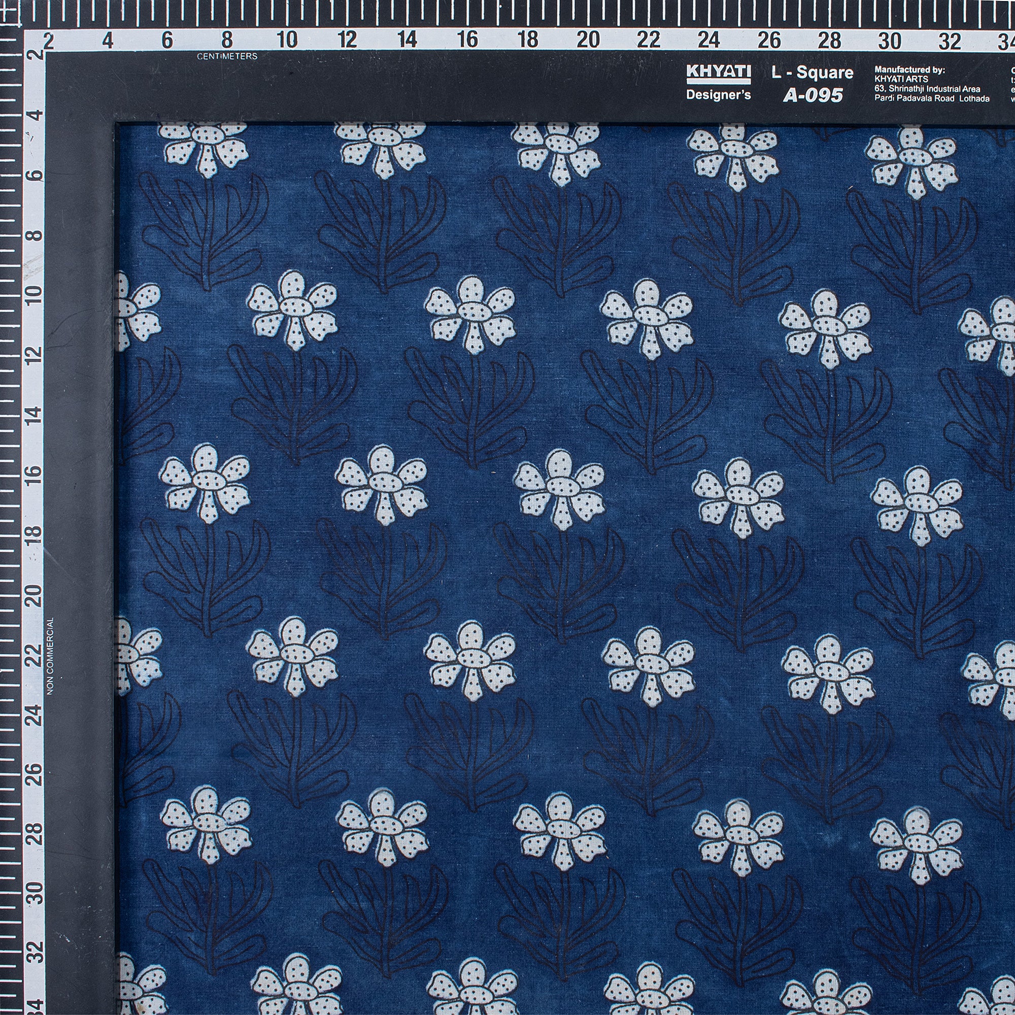 Jaipuri Cotton Hand Block Indigo Blue Booti Floral Fabric By Yard - Image 6