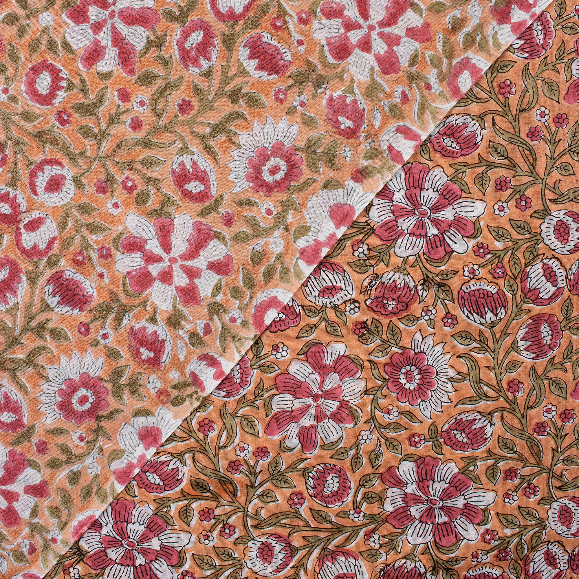 Jaipuri Hand Block Print Floral Fabric Cloth Material - Image 3