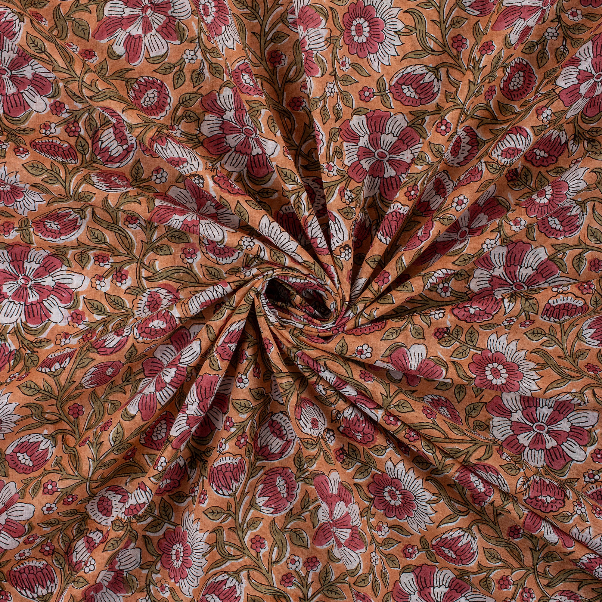 Jaipuri Hand Block Print Floral Fabric Cloth Material - Image 4