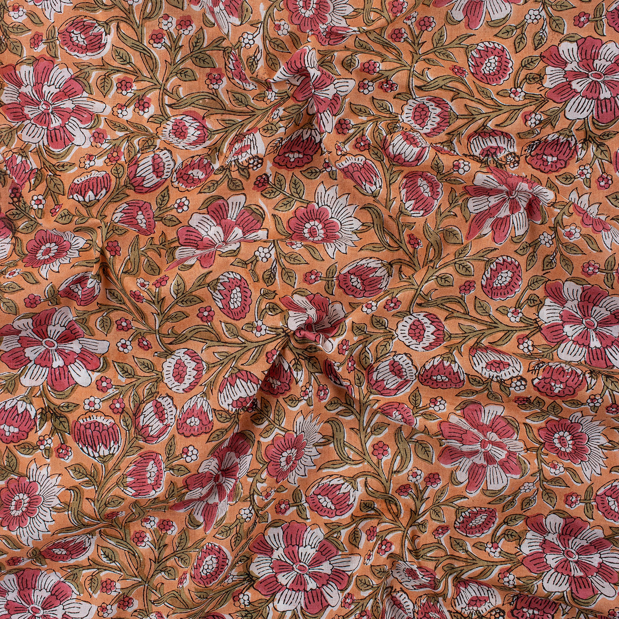Jaipuri Hand Block Print Floral Fabric Cloth Material - Image 5