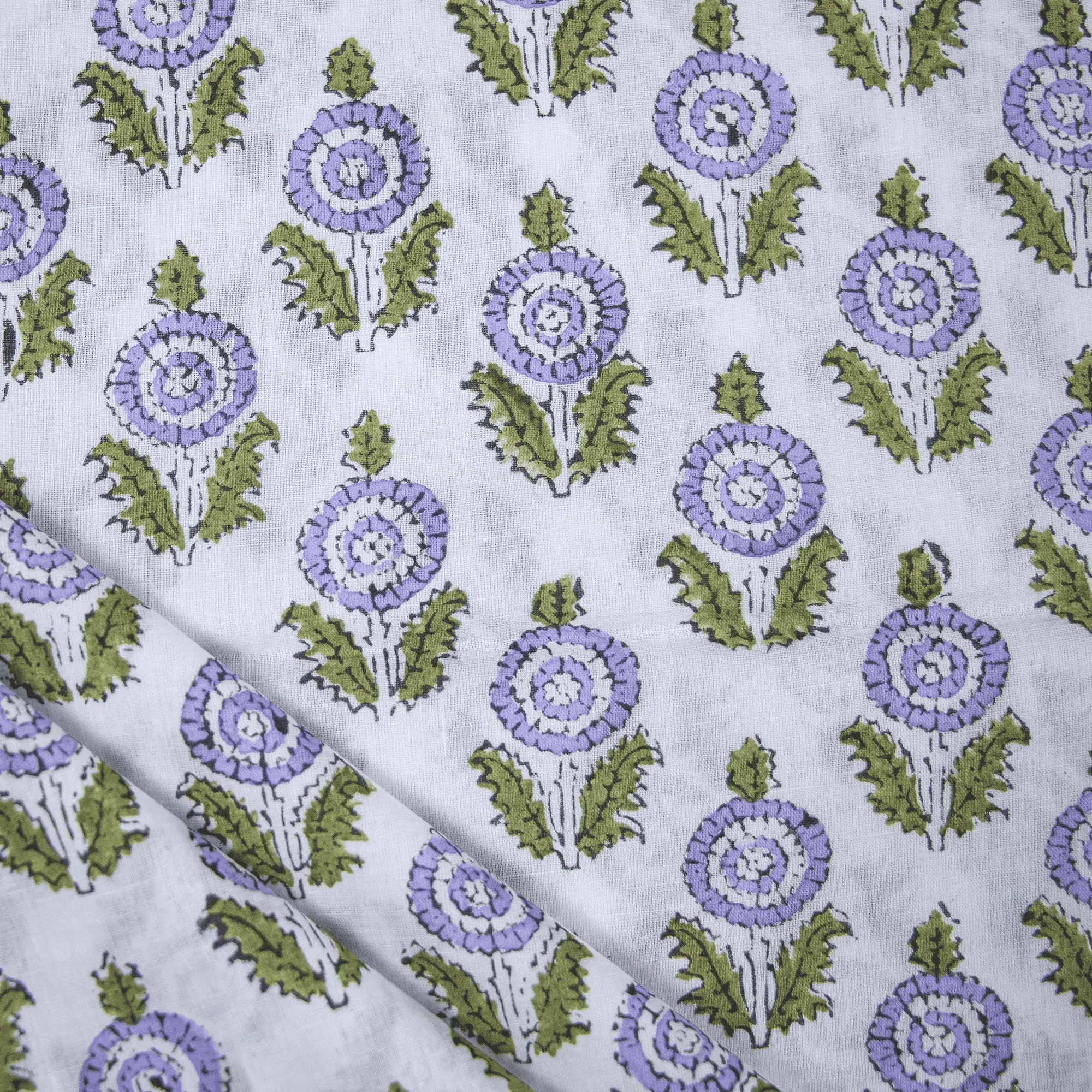 Floral Indian Hand Block Print Cotton Fabric For Dress Material