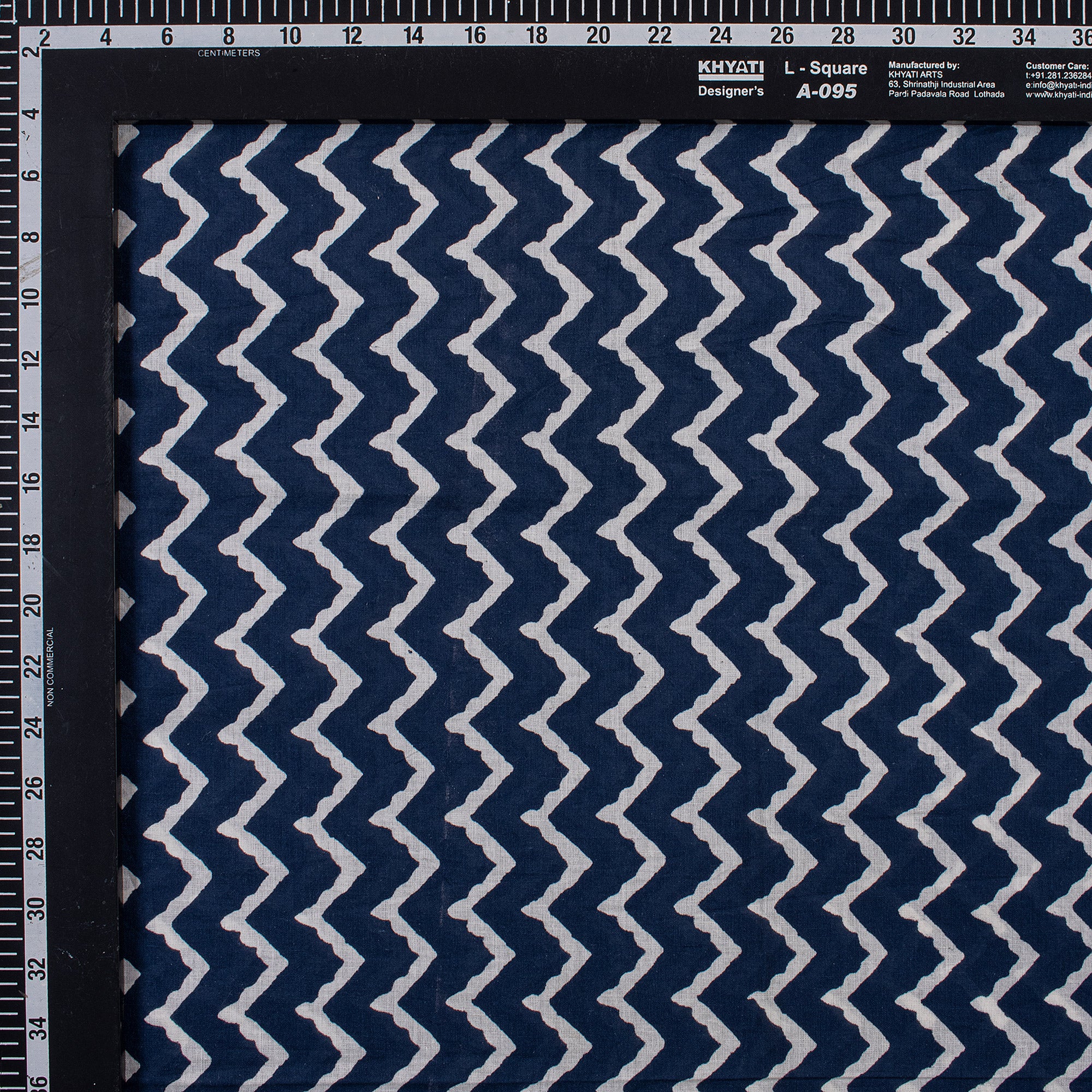 Pure Cotton Blue Block Printed Dress Material Fabric - Image 4