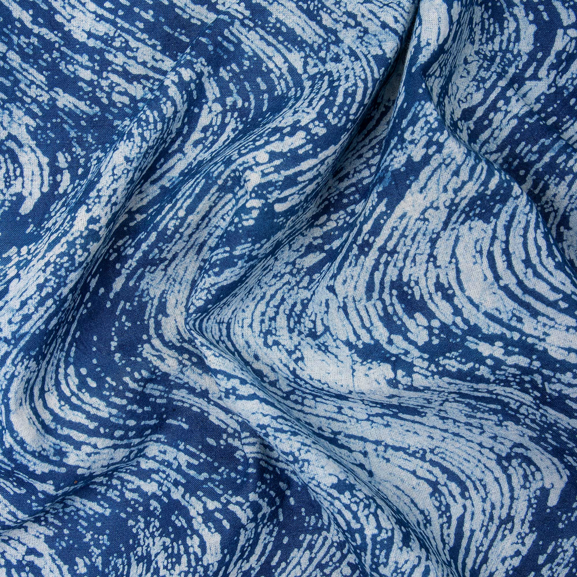 Jaipuri Indigo Blue Hand Dyed Pure Cotton Summer Dress Fabric - Image 4