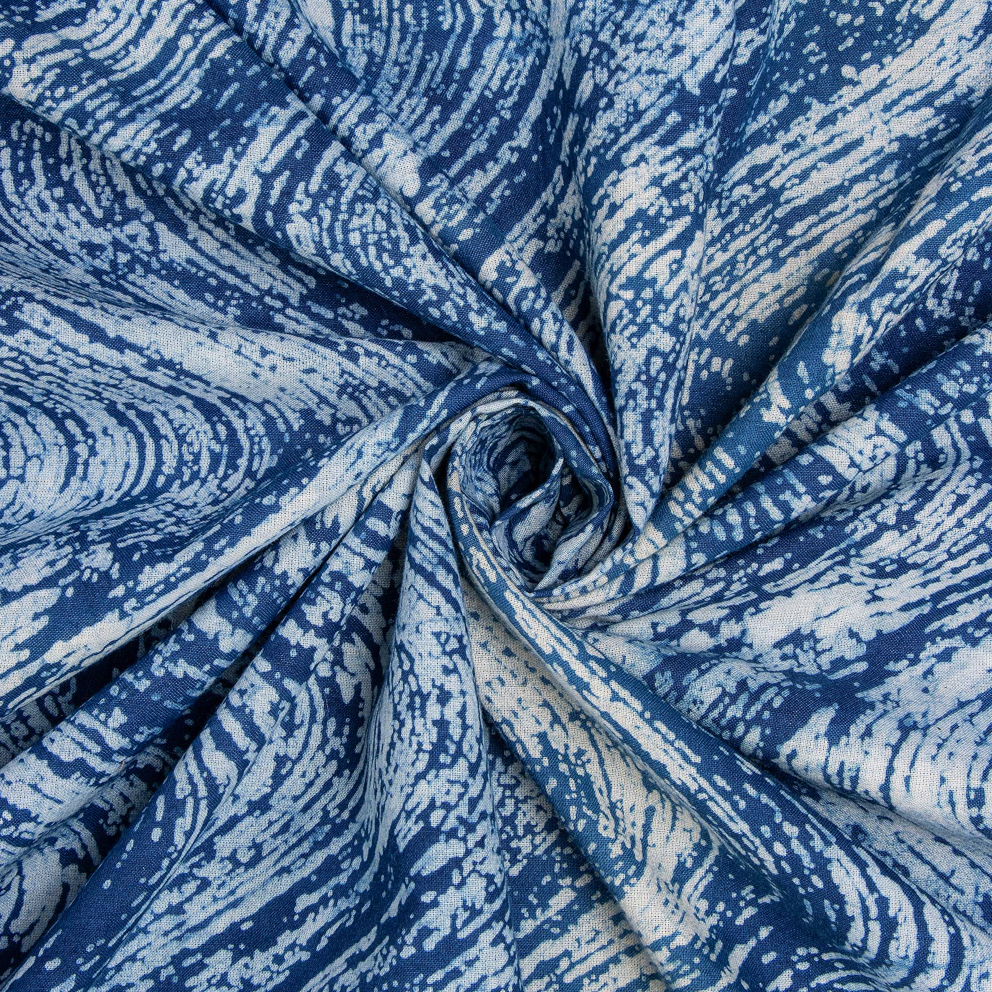 Jaipuri Indigo Blue Hand Dyed Pure Cotton Summer Dress Fabric - Image 5