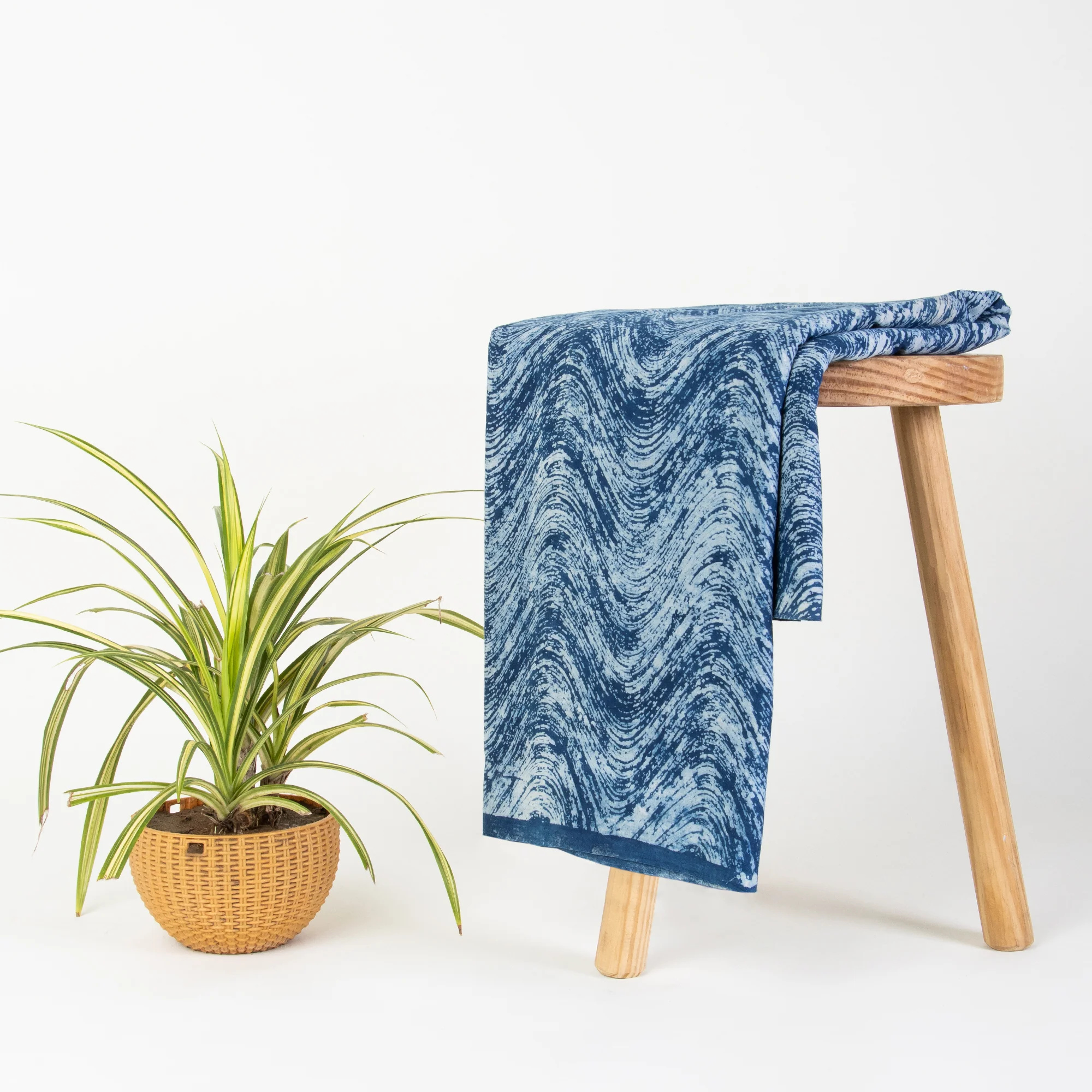 Jaipuri Indigo Blue Hand Dyed Pure Cotton Summer Dress Fabric - Image 6