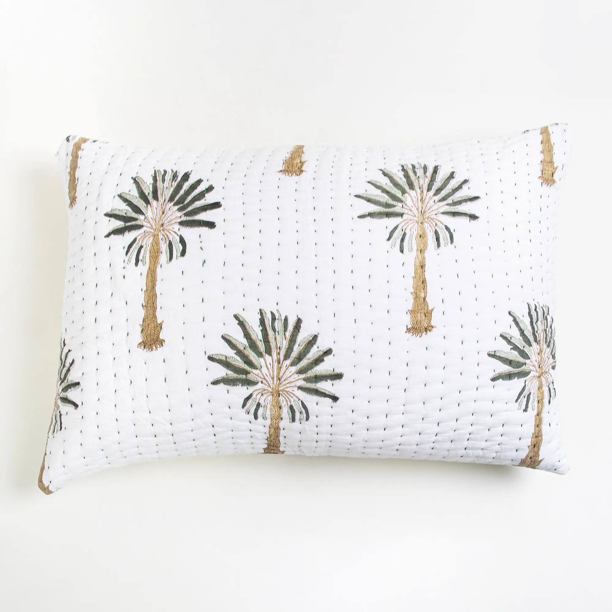 Indian Handmade Kantha Quilted Cotton Pillowcase - Image 4